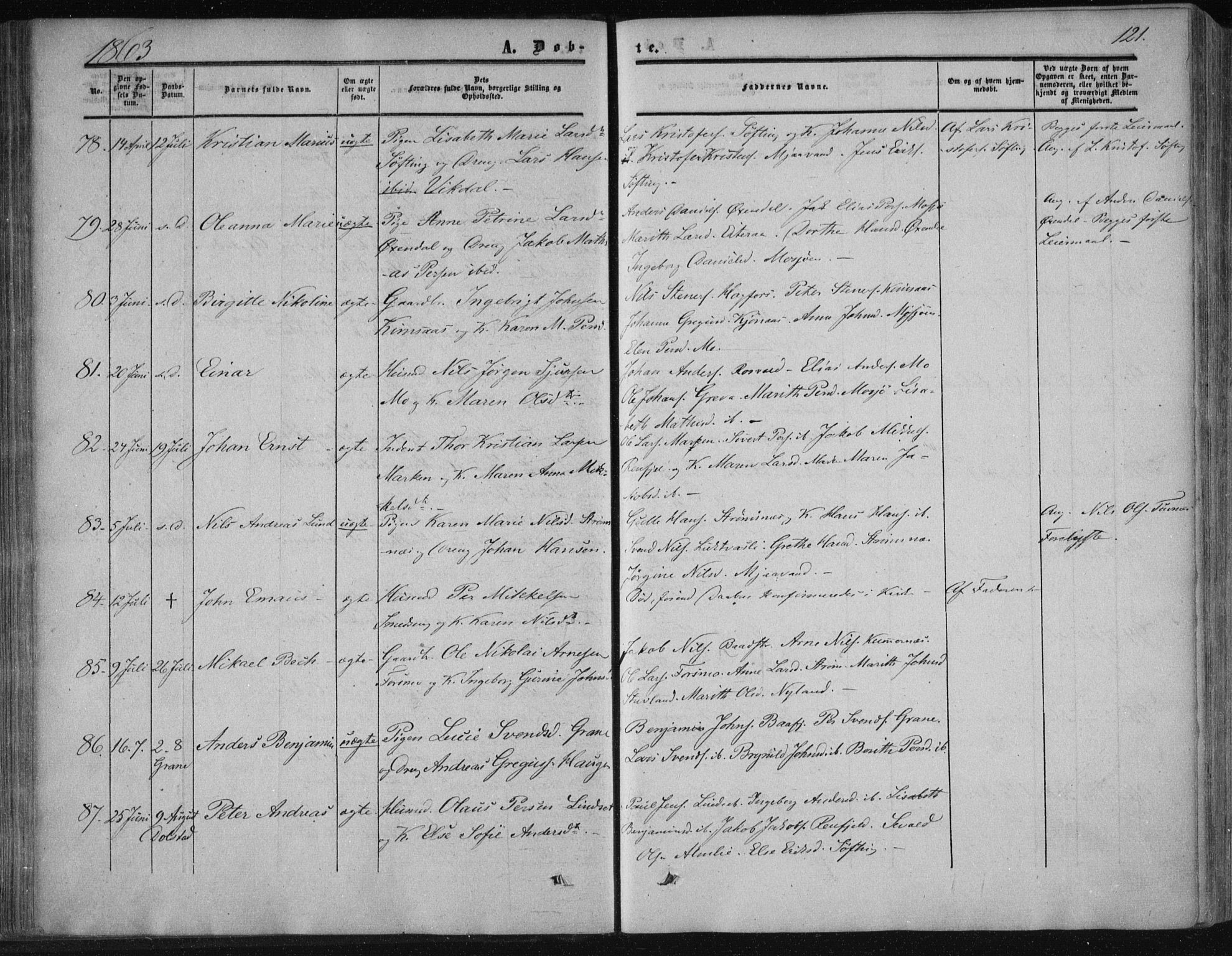 Ministerialprotokoller, klokkerbøker og fødselsregistre - Nordland, SAT/A-1459/820/L0293: Parish register (official) no. 820A14, 1855-1865, p. 121