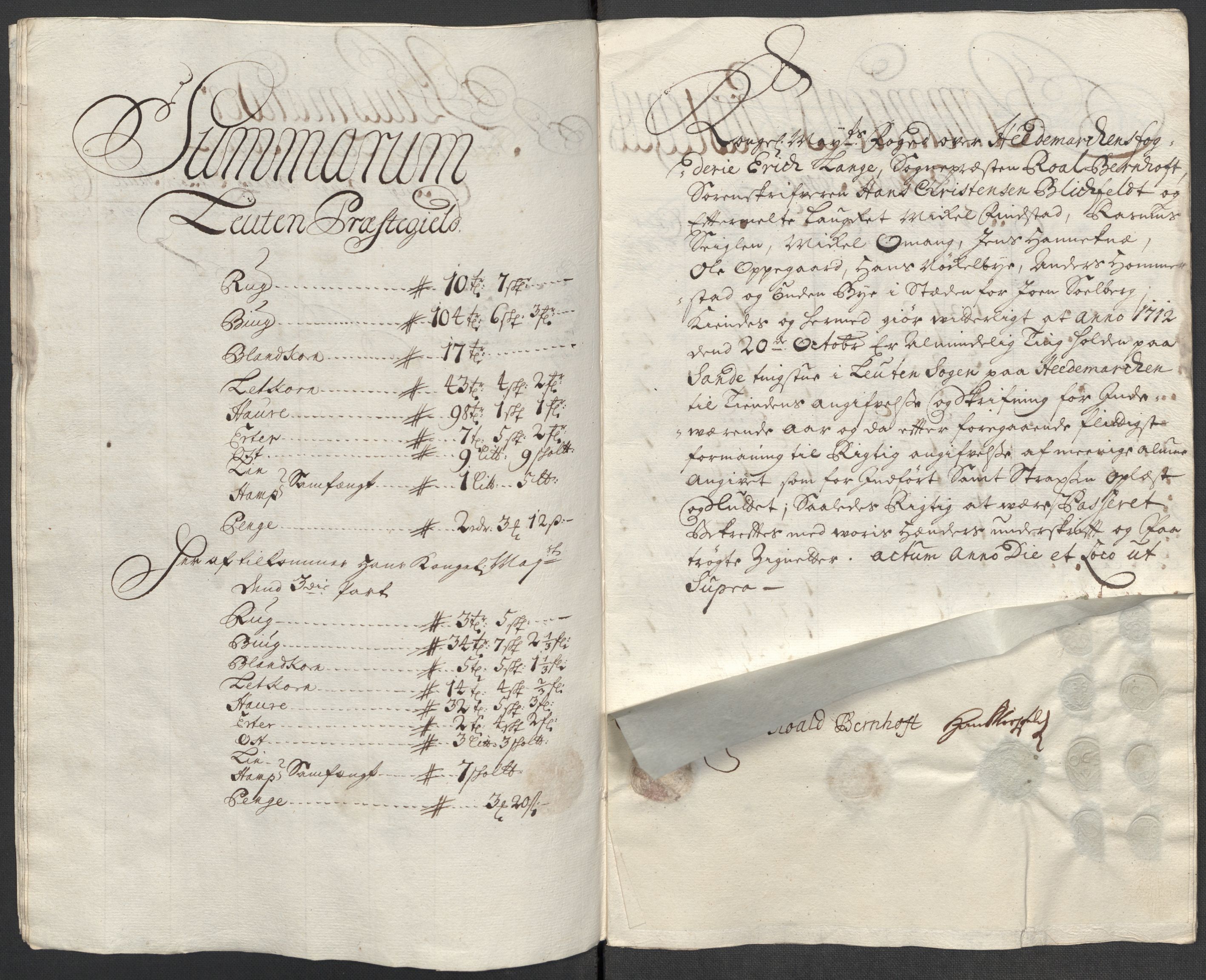 Rentekammeret inntil 1814, Reviderte regnskaper, Fogderegnskap, AV/RA-EA-4092/R16/L1049: Fogderegnskap Hedmark, 1712, p. 201