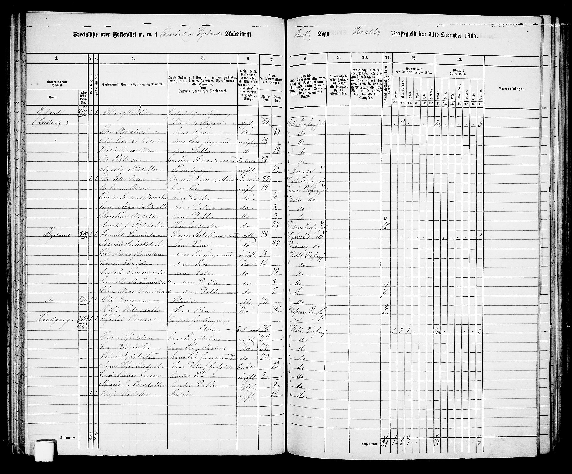 RA, 1865 census for Holt/Holt, 1865, p. 57