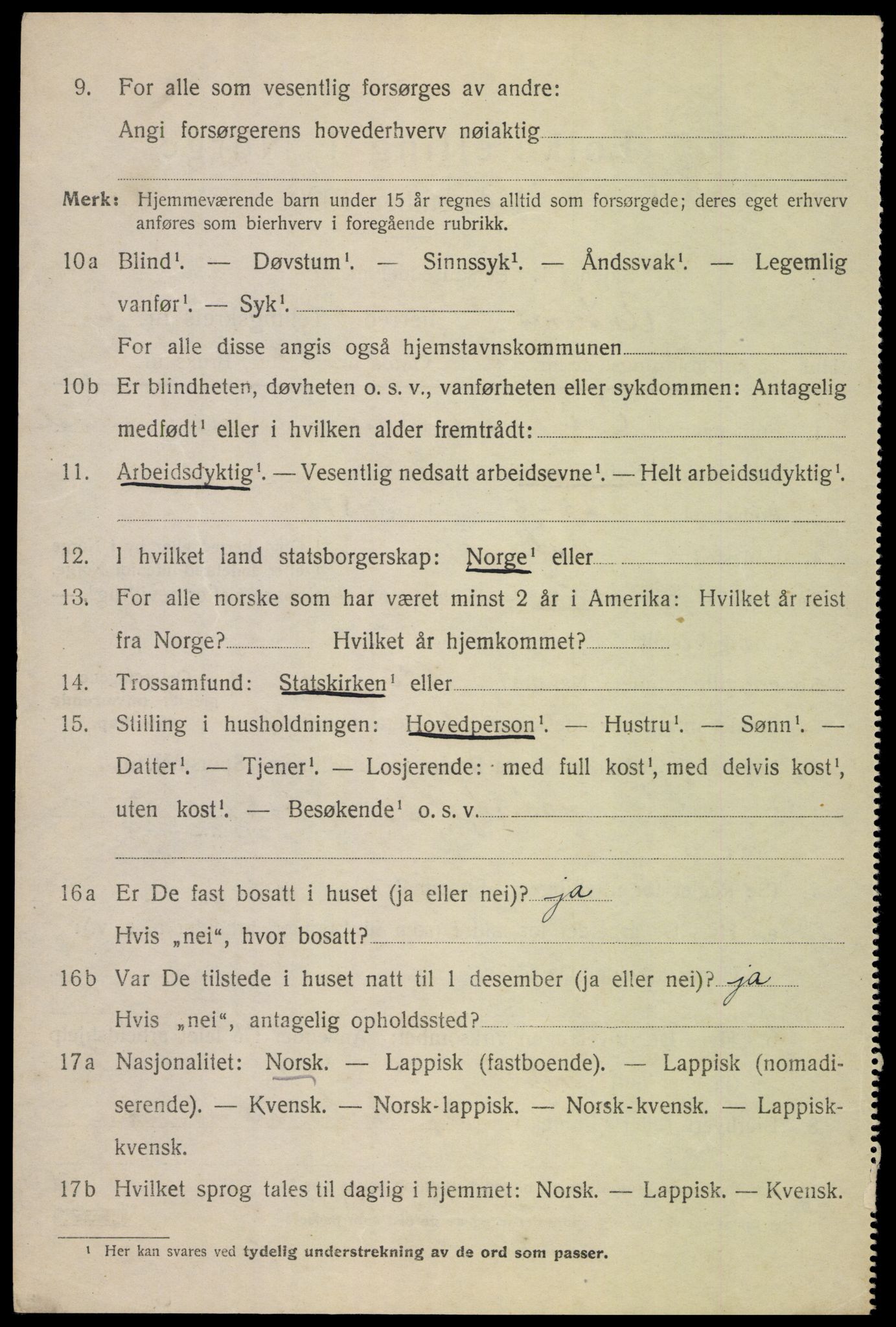 SAT, 1920 census for Ankenes, 1920, p. 3460