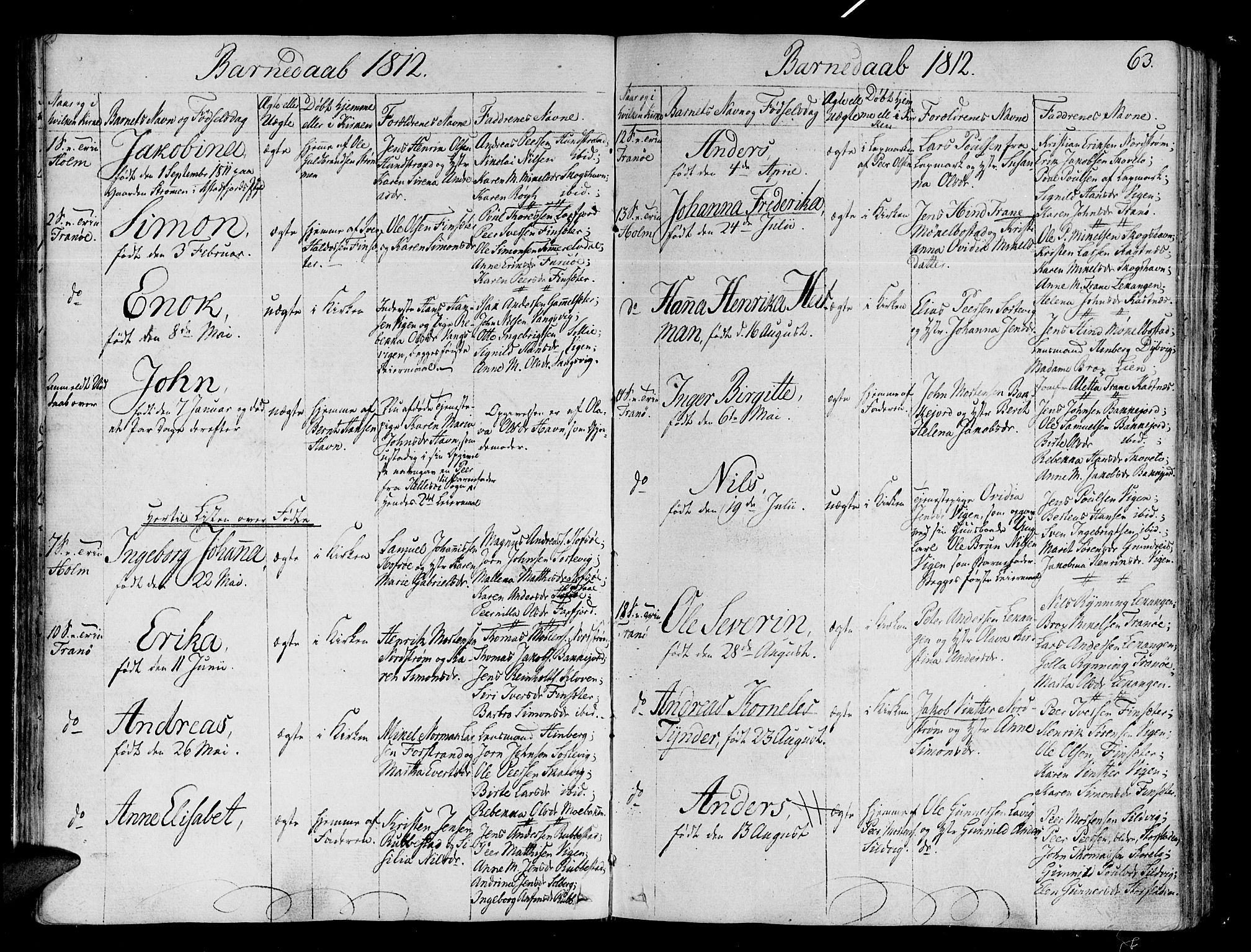 Tranøy sokneprestkontor, SATØ/S-1313/I/Ia/Iaa/L0003kirke: Parish register (official) no. 3, 1807-1820, p. 63