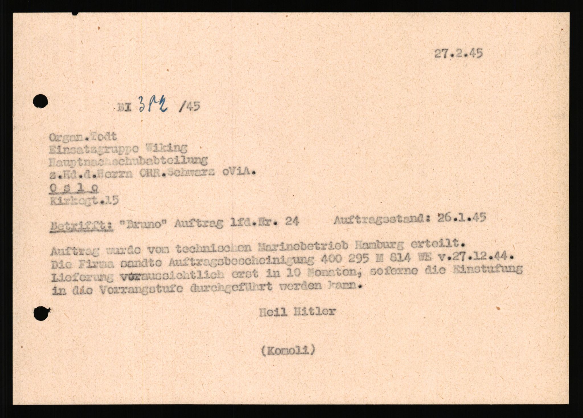 Tyske arkiver, Organisation Todt (OT), Einsatzgruppe Wiking, RA/RAFA-2188/2/H/Hd/Hda/L0029/0002: Diverse, Zone Bergen / Diverse, 1940-1945, p. 83
