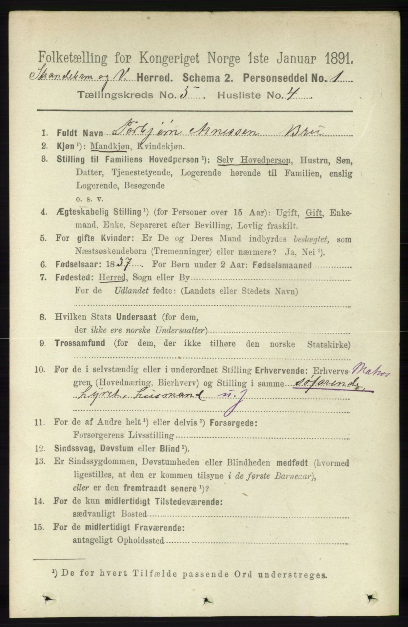 RA, 1891 census for 1226 Strandebarm og Varaldsøy, 1891, p. 1902