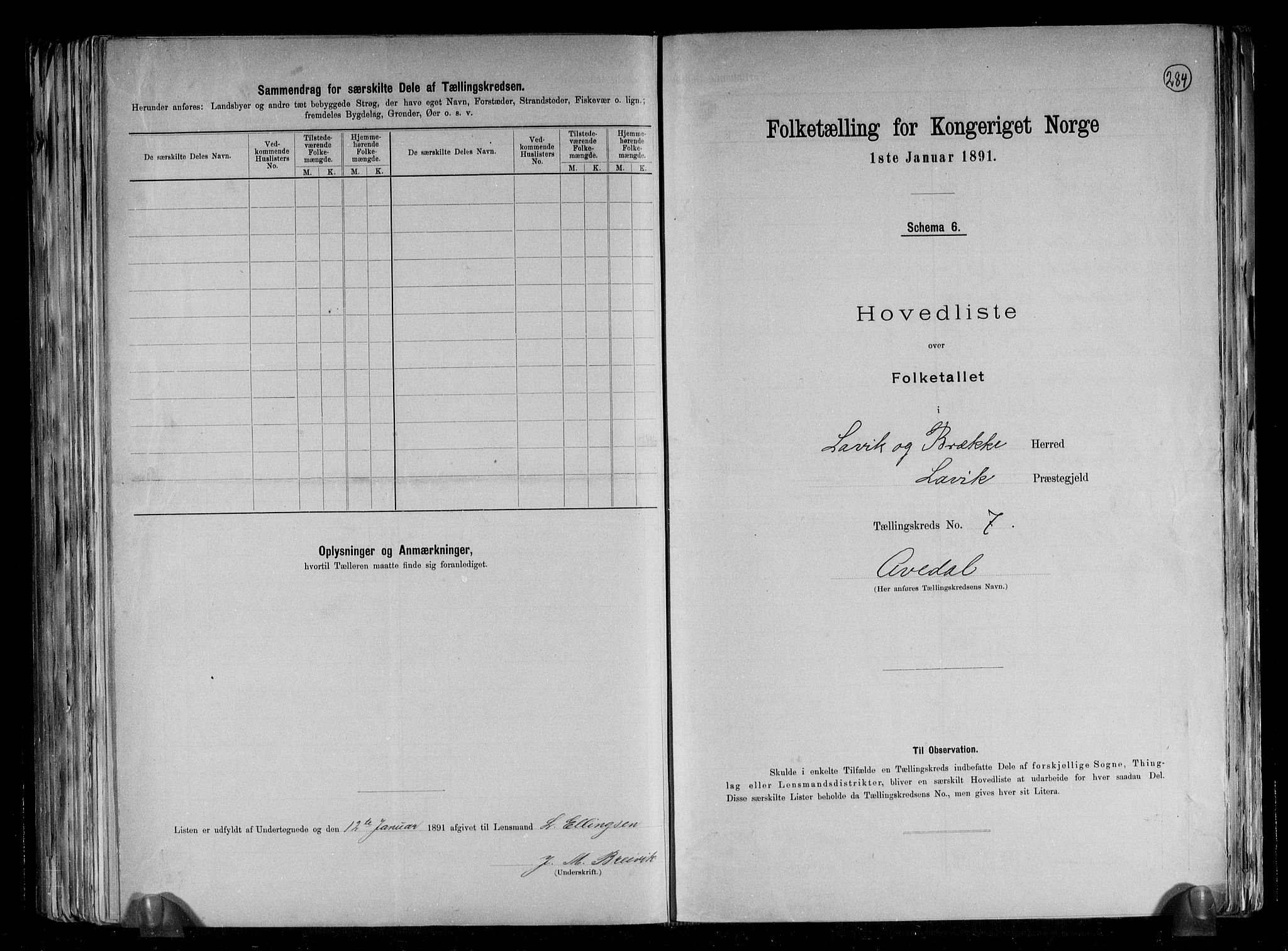 RA, 1891 census for 1415 Lavik og Brekke, 1891, p. 16