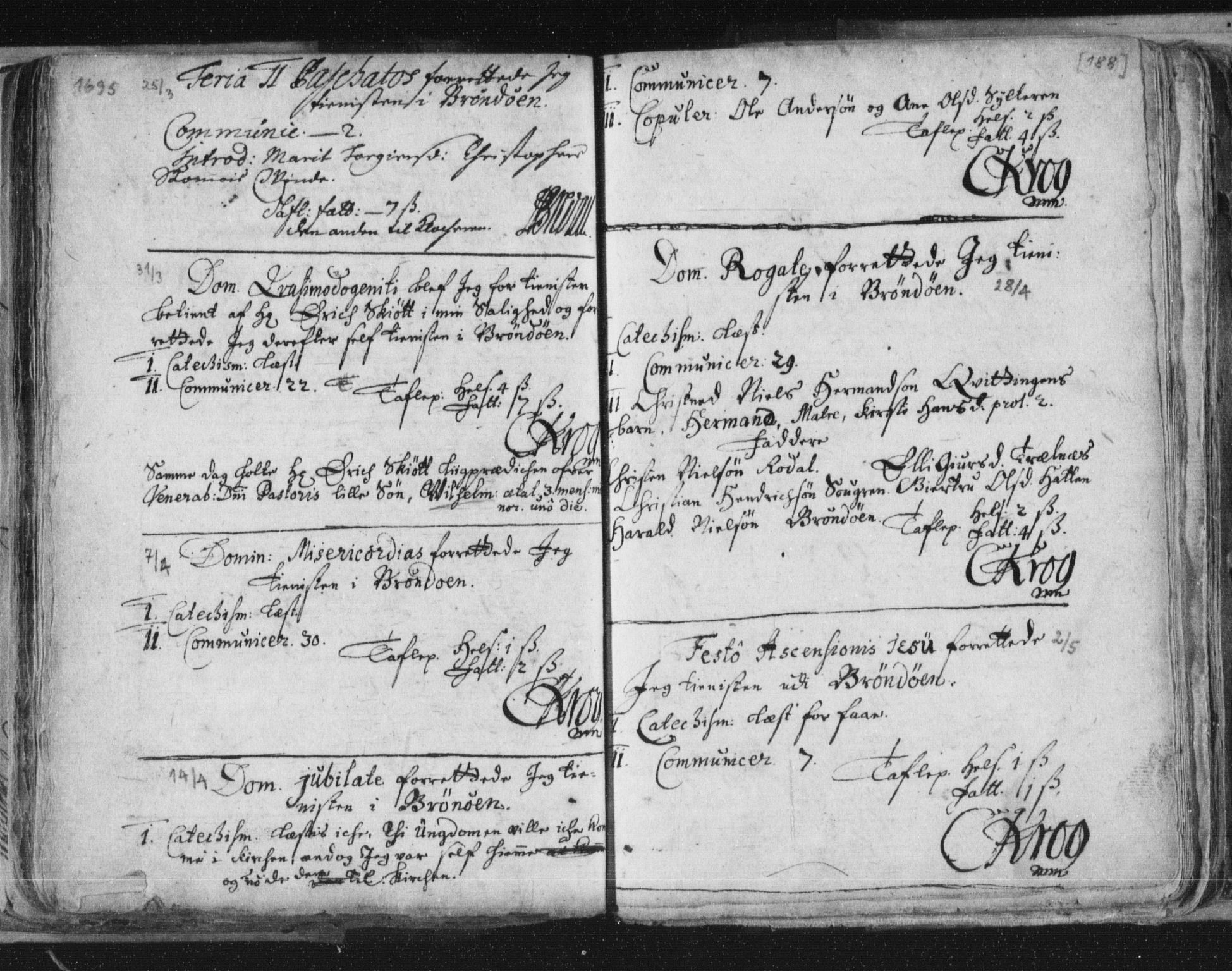 Ministerialprotokoller, klokkerbøker og fødselsregistre - Nordland, SAT/A-1459/813/L0192: Parish register (official) no. 813A02, 1677-1718, p. 188