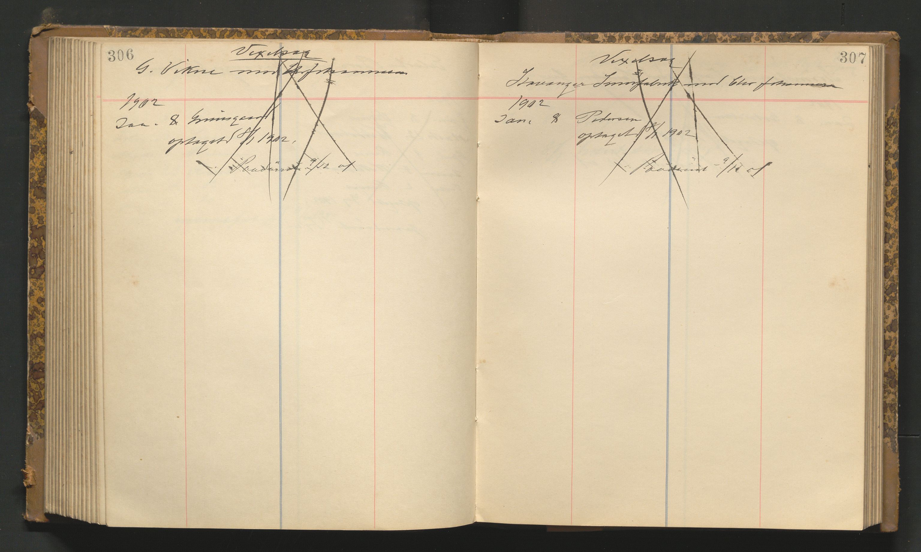 Stavanger byfogd, AV/SAST-A-101408/001/3/32/32A/L0003: Saksliste for Stavanger byting, 1900-1903, p. 306-307