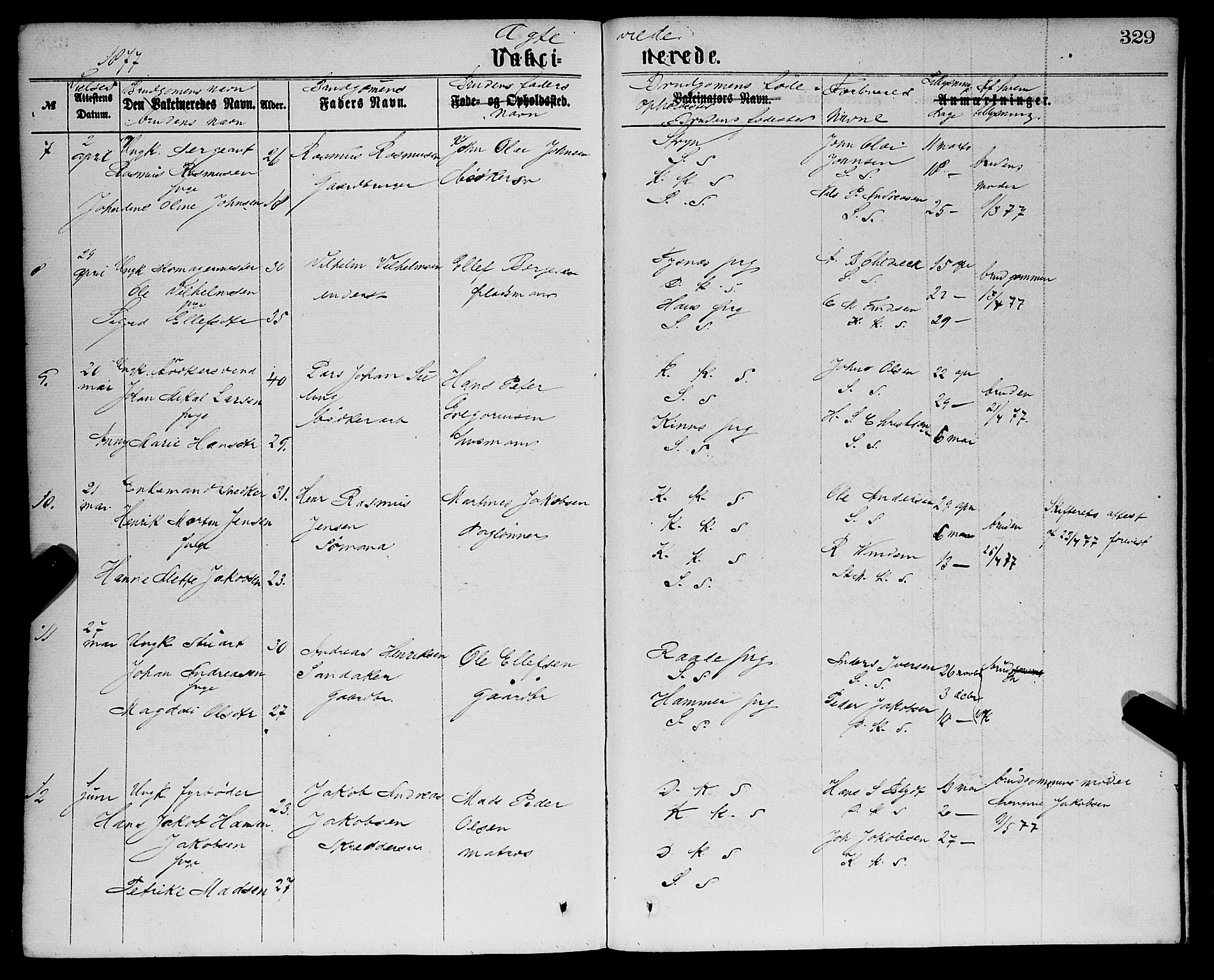 Sandviken Sokneprestembete, AV/SAB-A-77601/H/Ha/L0001: Parish register (official) no. A 1, 1867-1877, p. 329