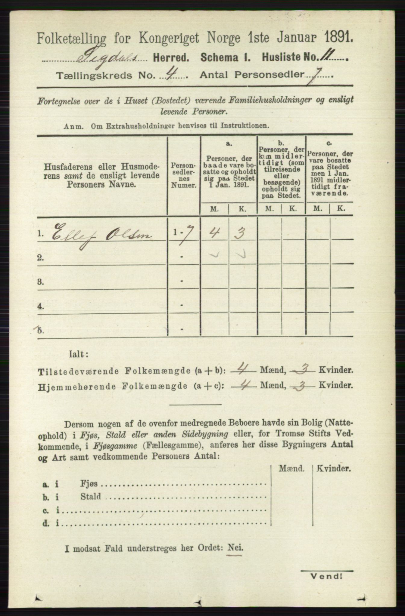 RA, 1891 census for 0621 Sigdal, 1891, p. 1627