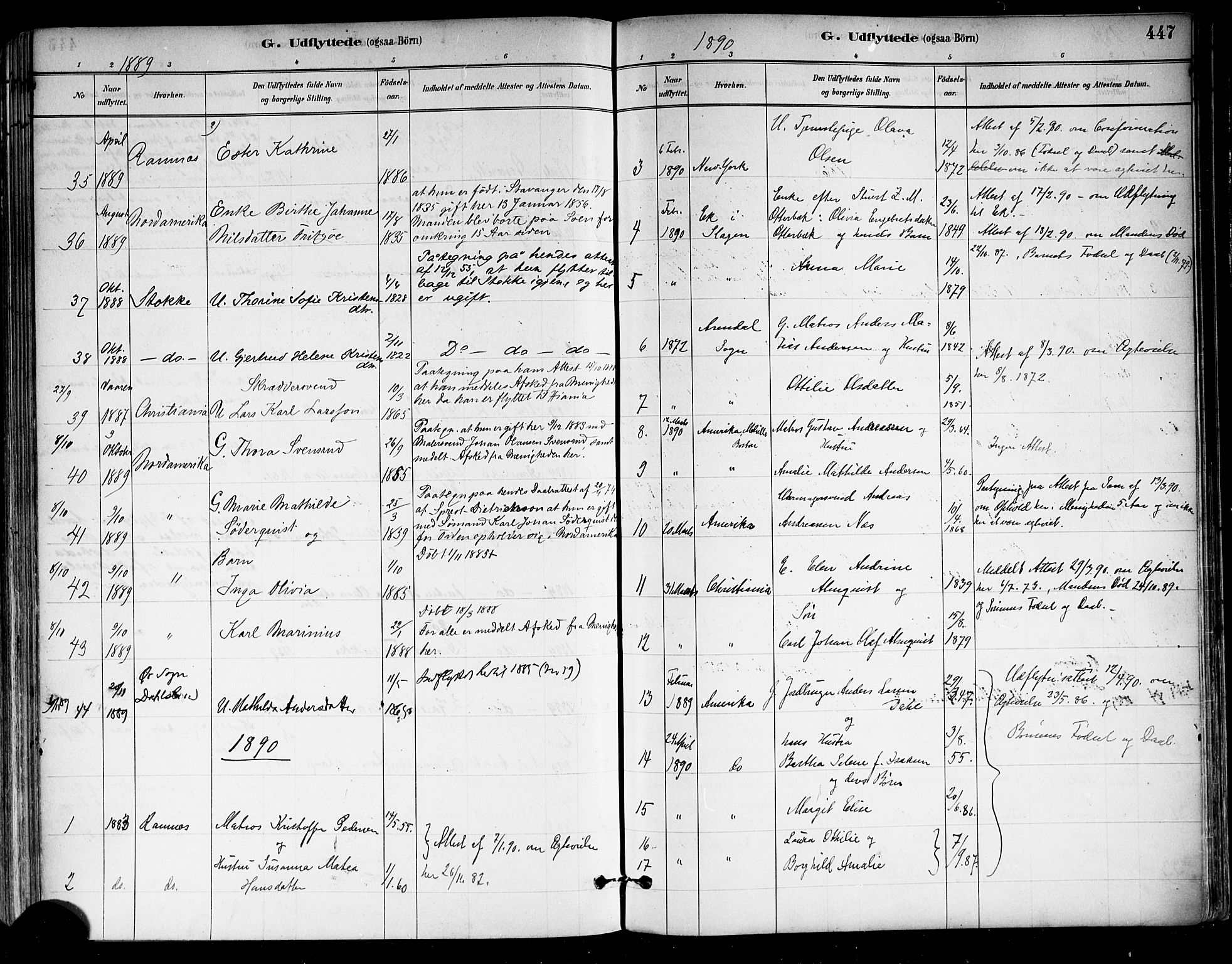 Tønsberg kirkebøker, SAKO/A-330/F/Fa/L0011: Parish register (official) no. I 11, 1881-1890, p. 447