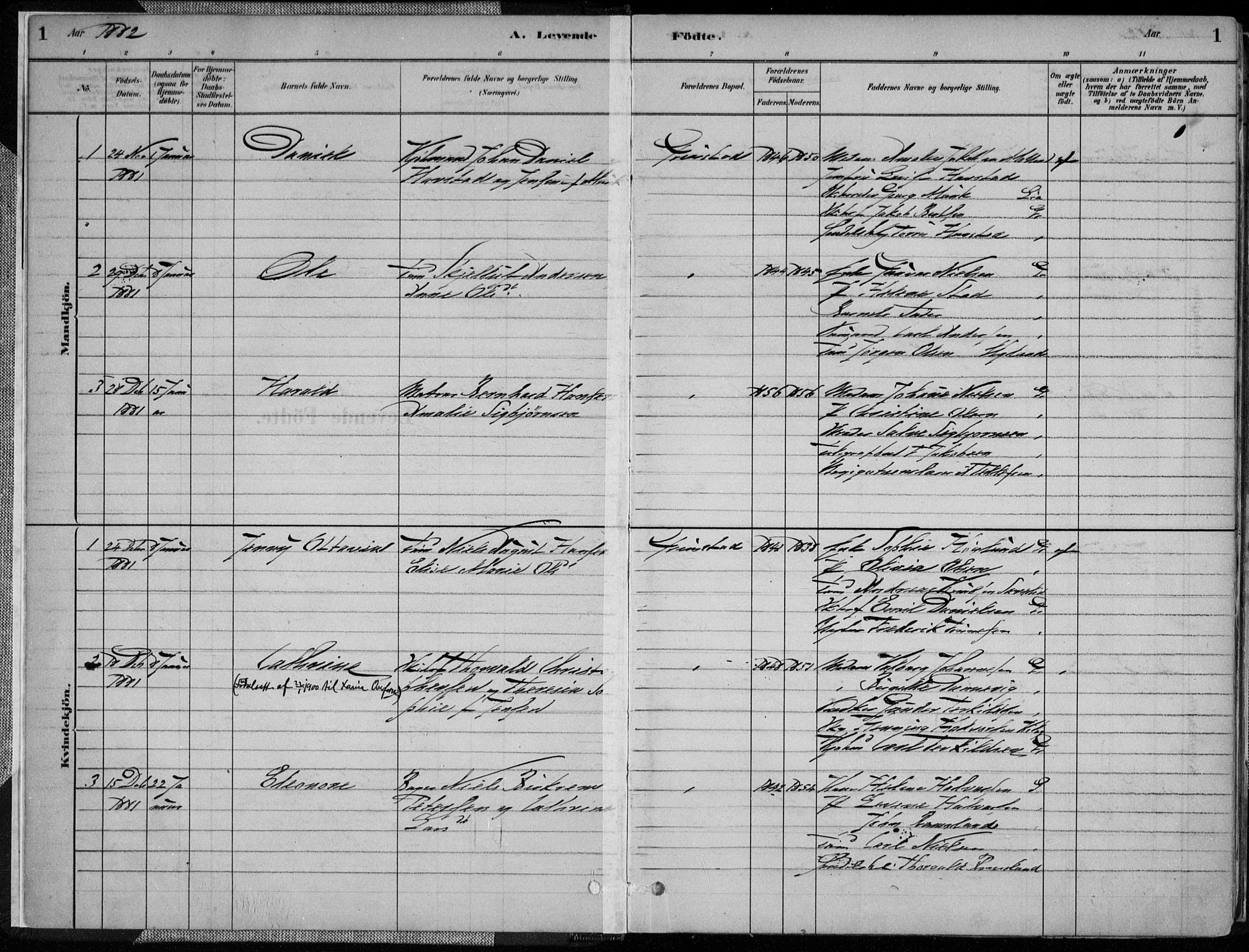 Grimstad sokneprestkontor, SAK/1111-0017/F/Fa/L0003: Parish register (official) no. A 2, 1882-1912, p. 1