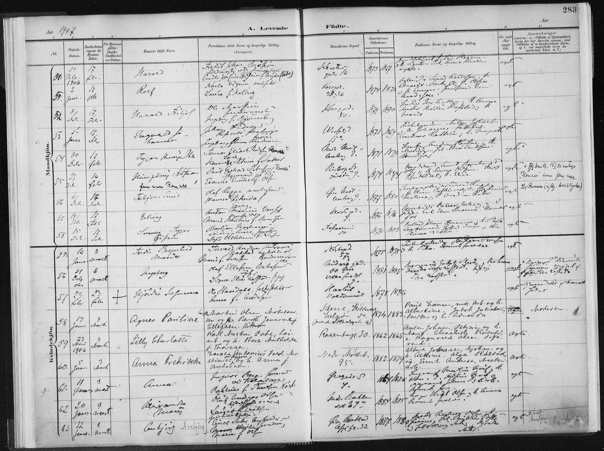 Ministerialprotokoller, klokkerbøker og fødselsregistre - Sør-Trøndelag, AV/SAT-A-1456/604/L0200: Parish register (official) no. 604A20II, 1901-1908, p. 283