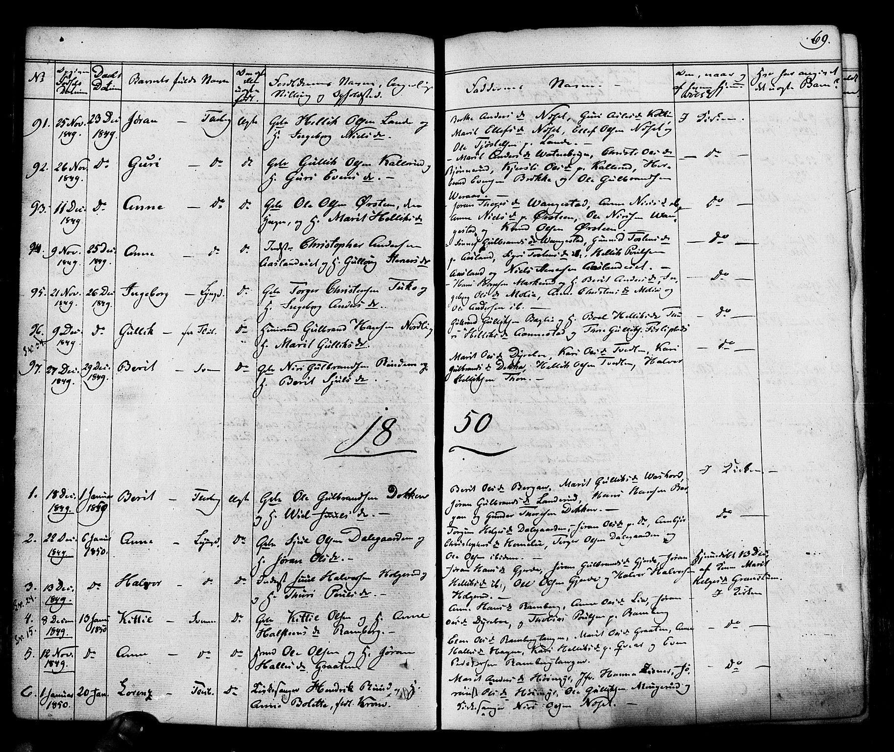 Flesberg kirkebøker, AV/SAKO-A-18/F/Fa/L0006: Parish register (official) no. I 6, 1834-1860, p. 69