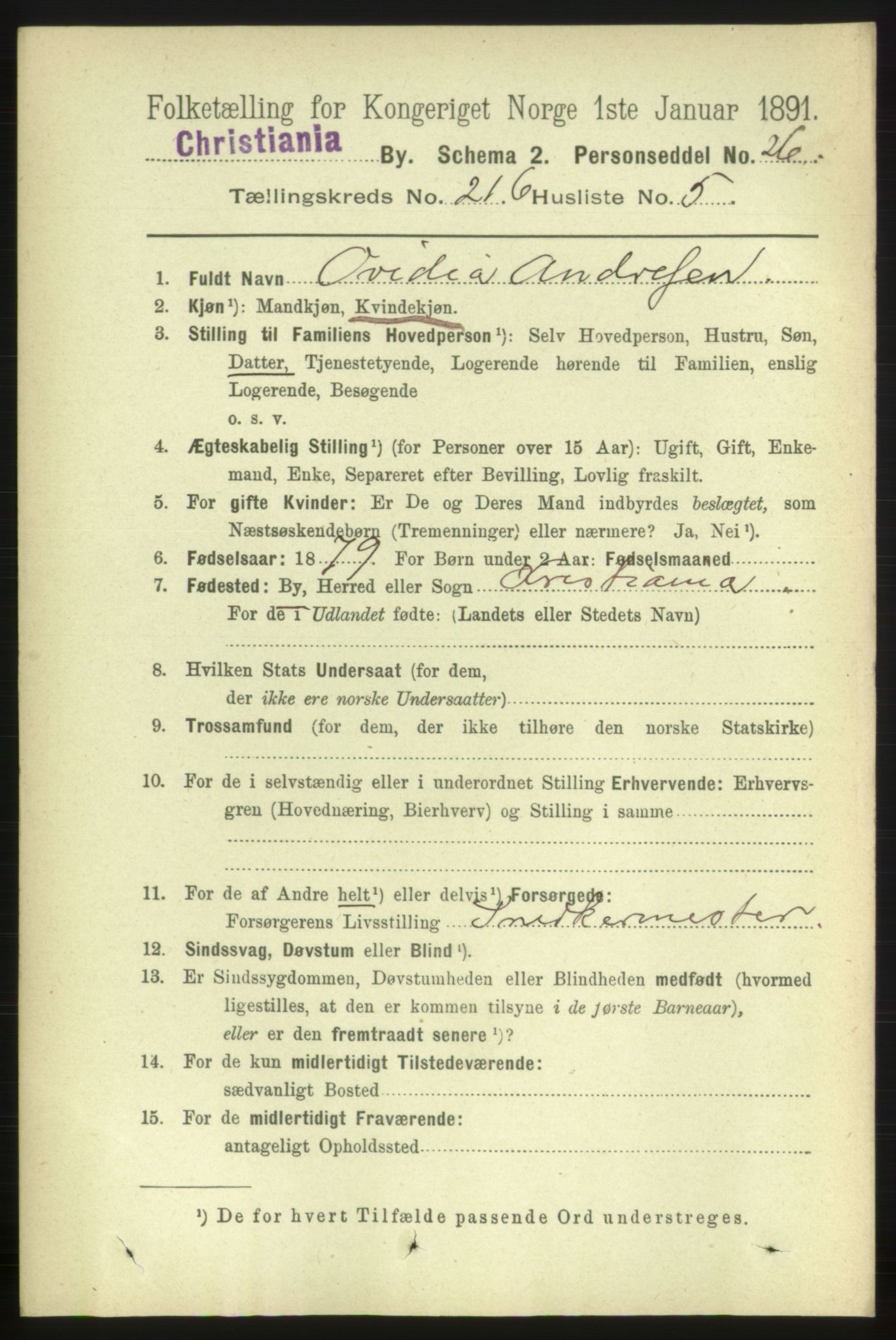 RA, 1891 census for 0301 Kristiania, 1891, p. 128231