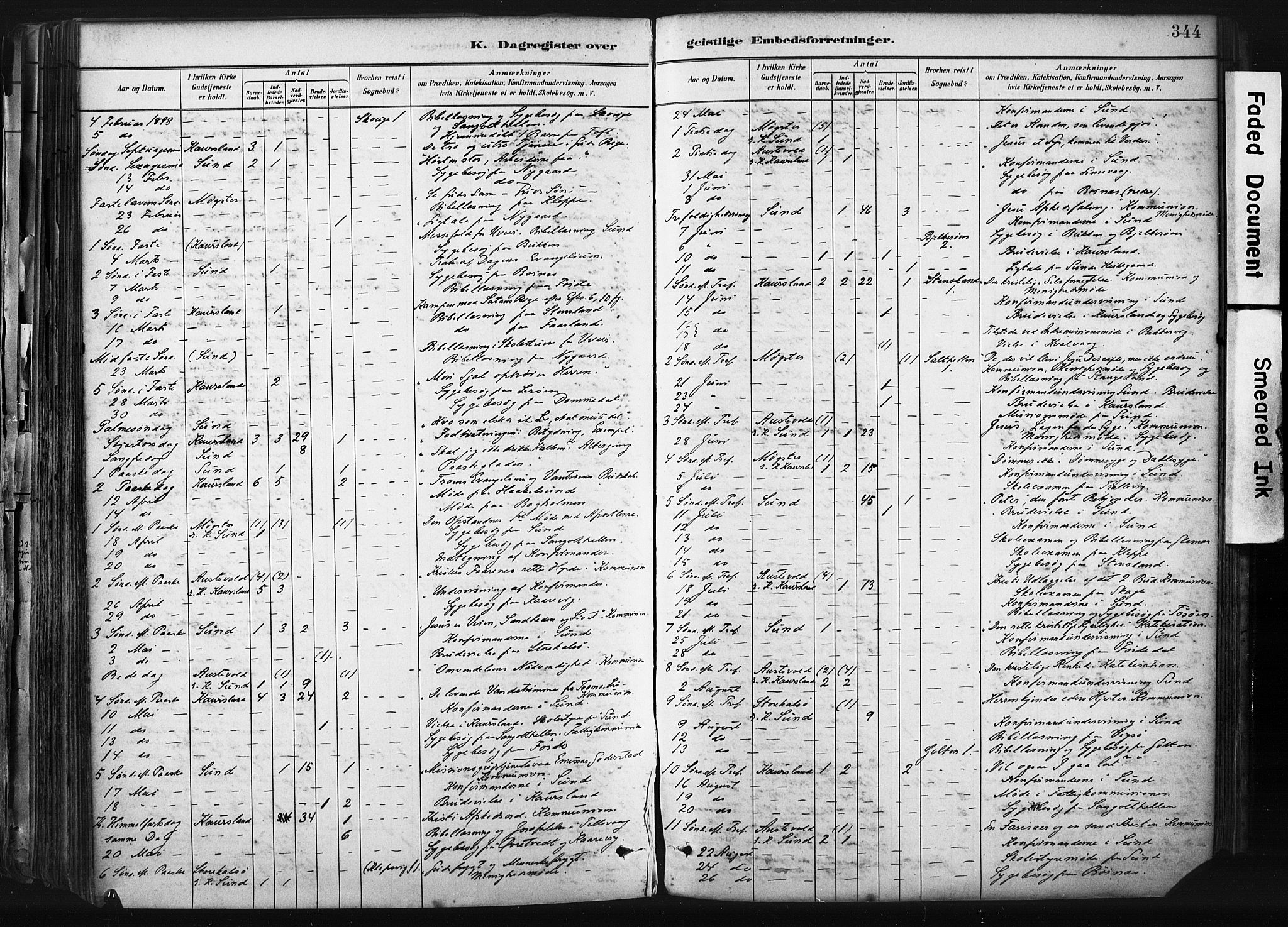 Sund sokneprestembete, AV/SAB-A-99930: Parish register (official) no. B 1, 1882-1907, p. 344