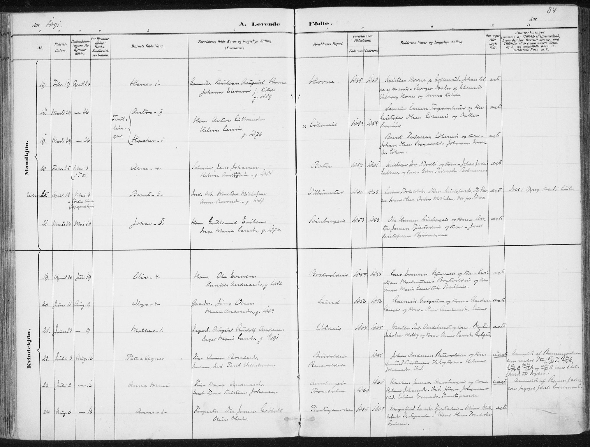 Romedal prestekontor, SAH/PREST-004/K/L0010: Parish register (official) no. 10, 1880-1895, p. 84