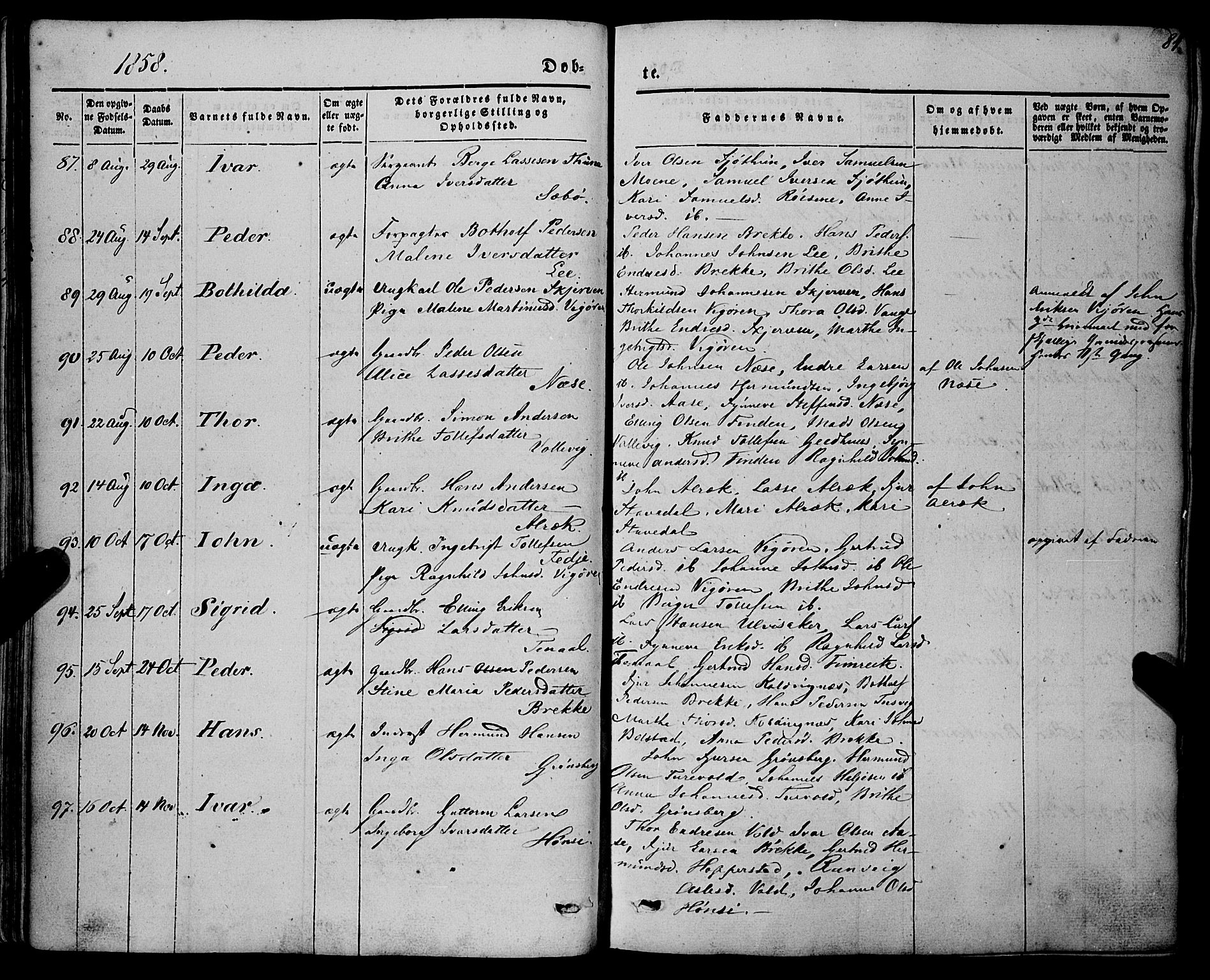 Vik sokneprestembete, SAB/A-81501: Parish register (official) no. A 8, 1846-1865, p. 84