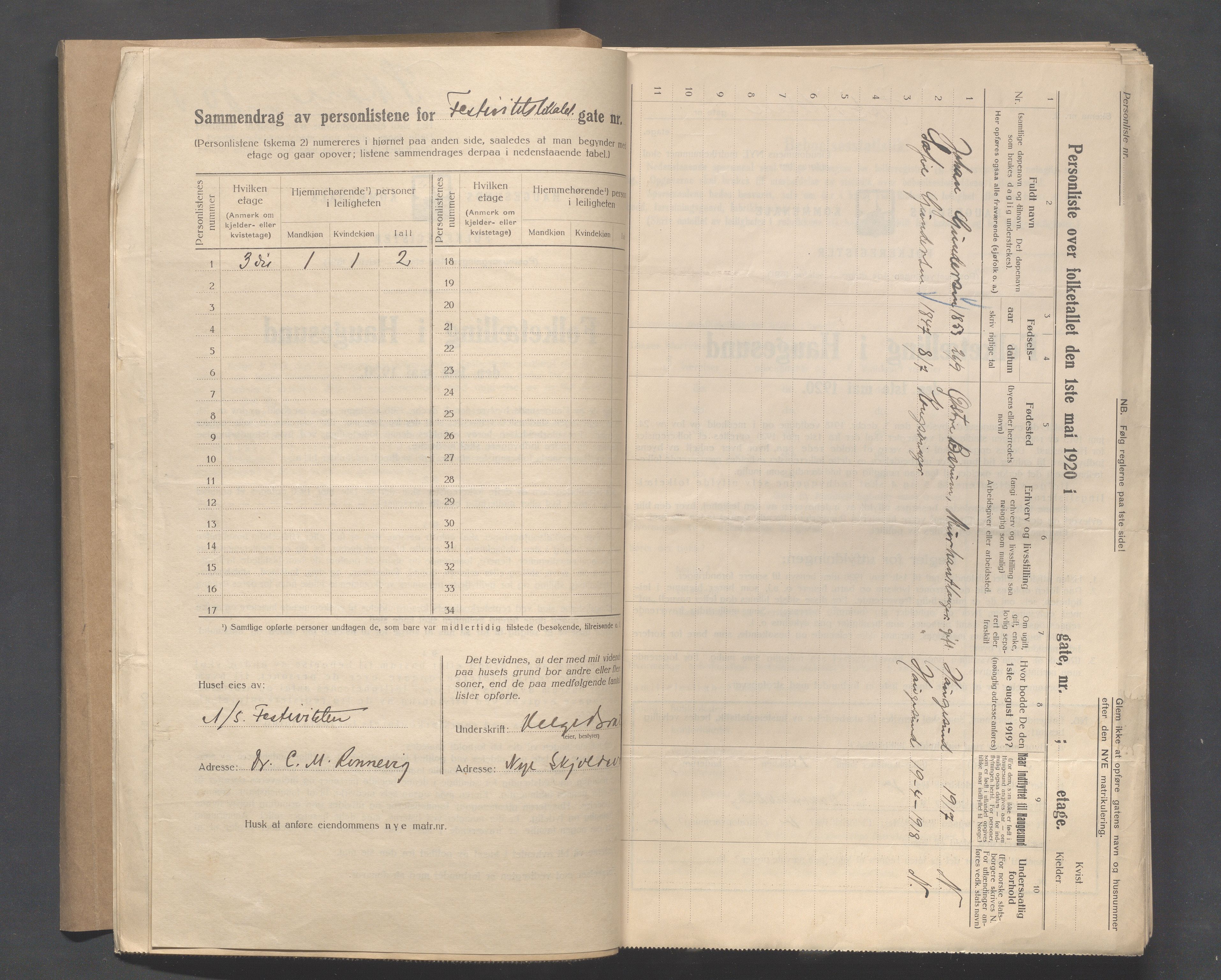 IKAR, Local census 1.5.1920 for Haugesund, 1920, p. 3432