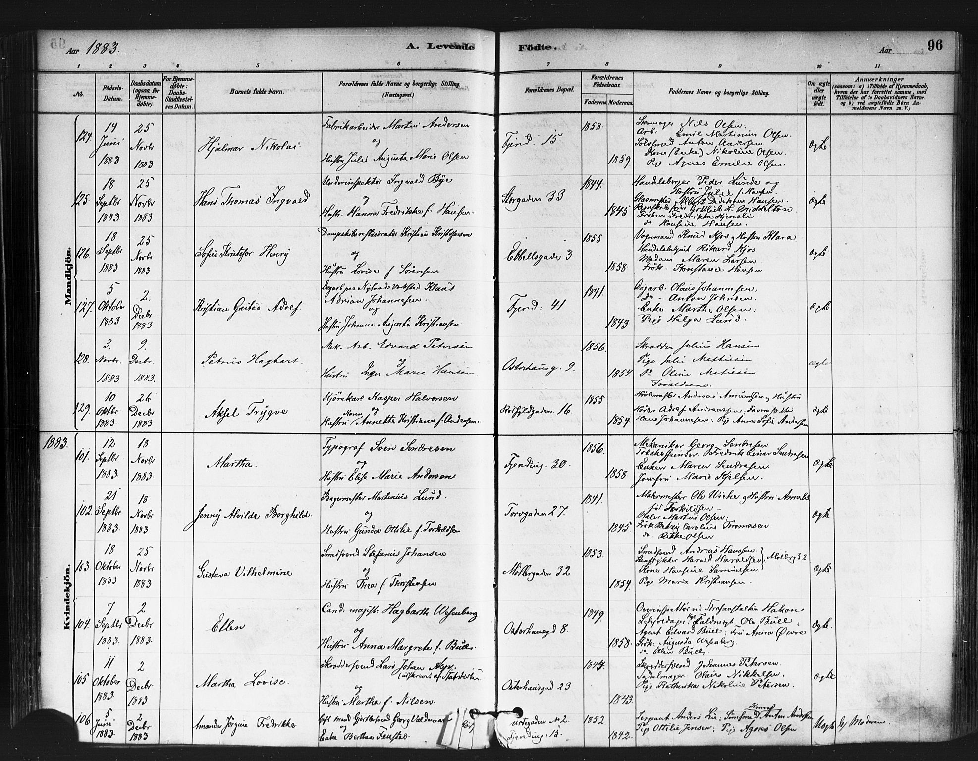Jakob prestekontor Kirkebøker, AV/SAO-A-10850/F/Fa/L0003: Parish register (official) no. 3, 1880-1895, p. 96