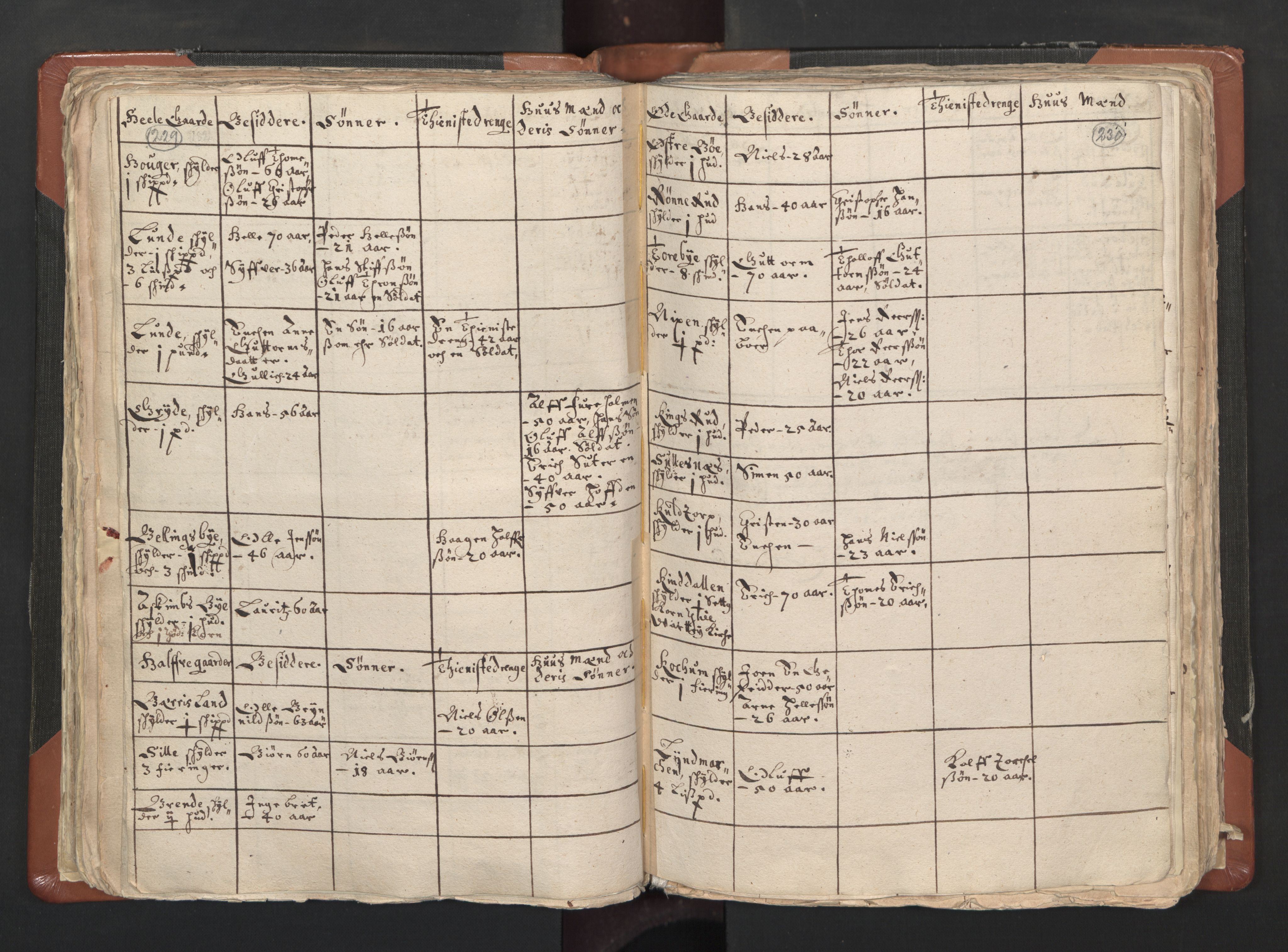 RA, Vicar's Census 1664-1666, no. 1: Nedre Borgesyssel deanery, 1664-1666, p. 229-230