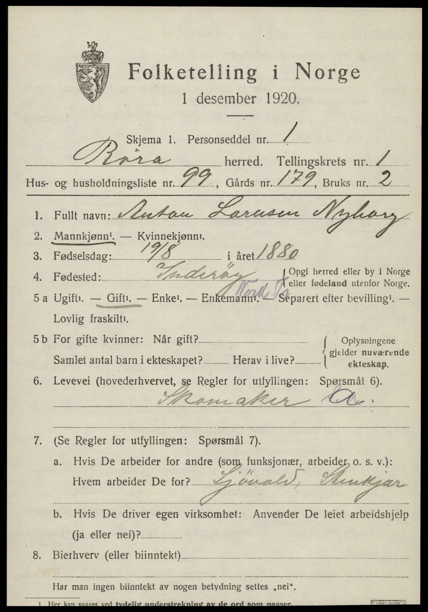 SAT, 1920 census for Røra, 1920, p. 1471