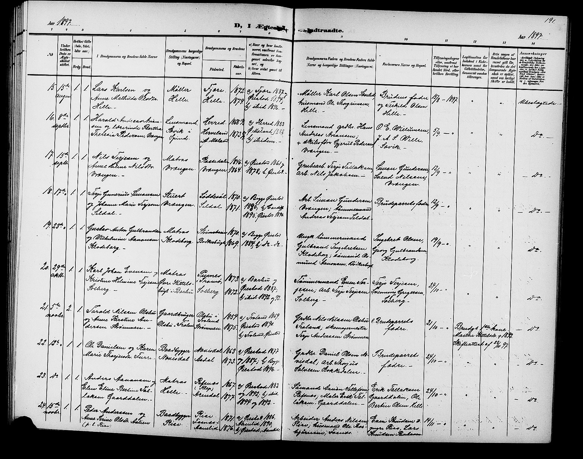 Øyestad sokneprestkontor, AV/SAK-1111-0049/F/Fb/L0010: Parish register (copy) no. B 10, 1897-1906, p. 192
