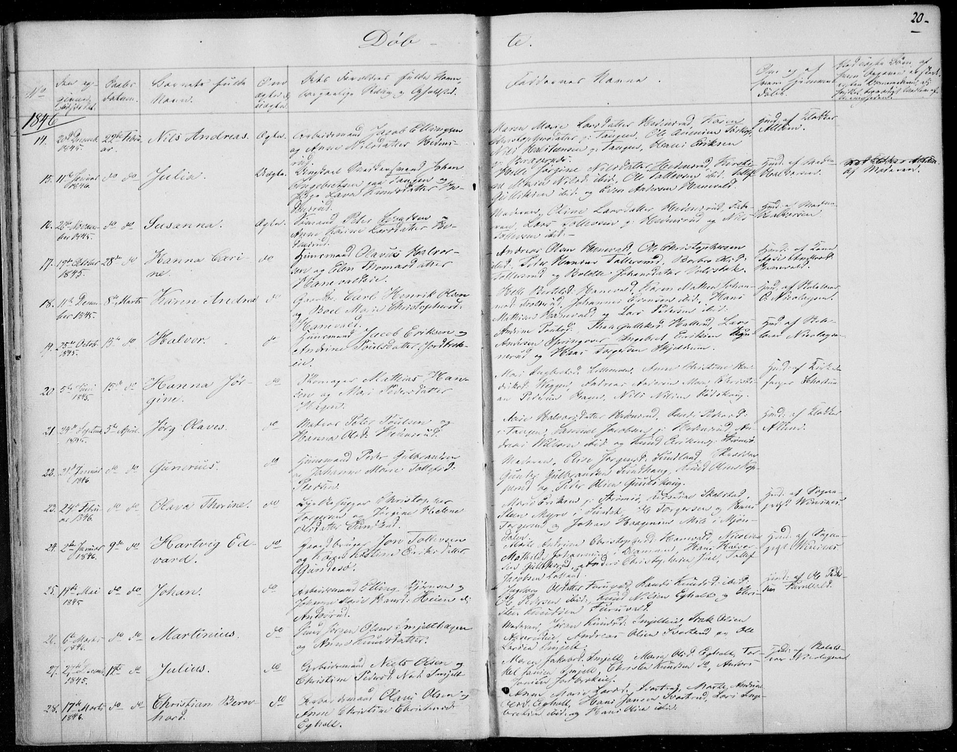 Skoger kirkebøker, AV/SAKO-A-59/F/Fa/L0003: Parish register (official) no. I 3, 1842-1861, p. 20