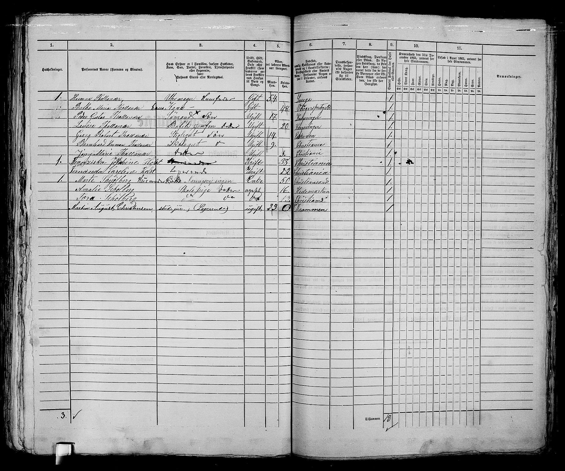 RA, 1865 census for Kristiania, 1865, p. 2124