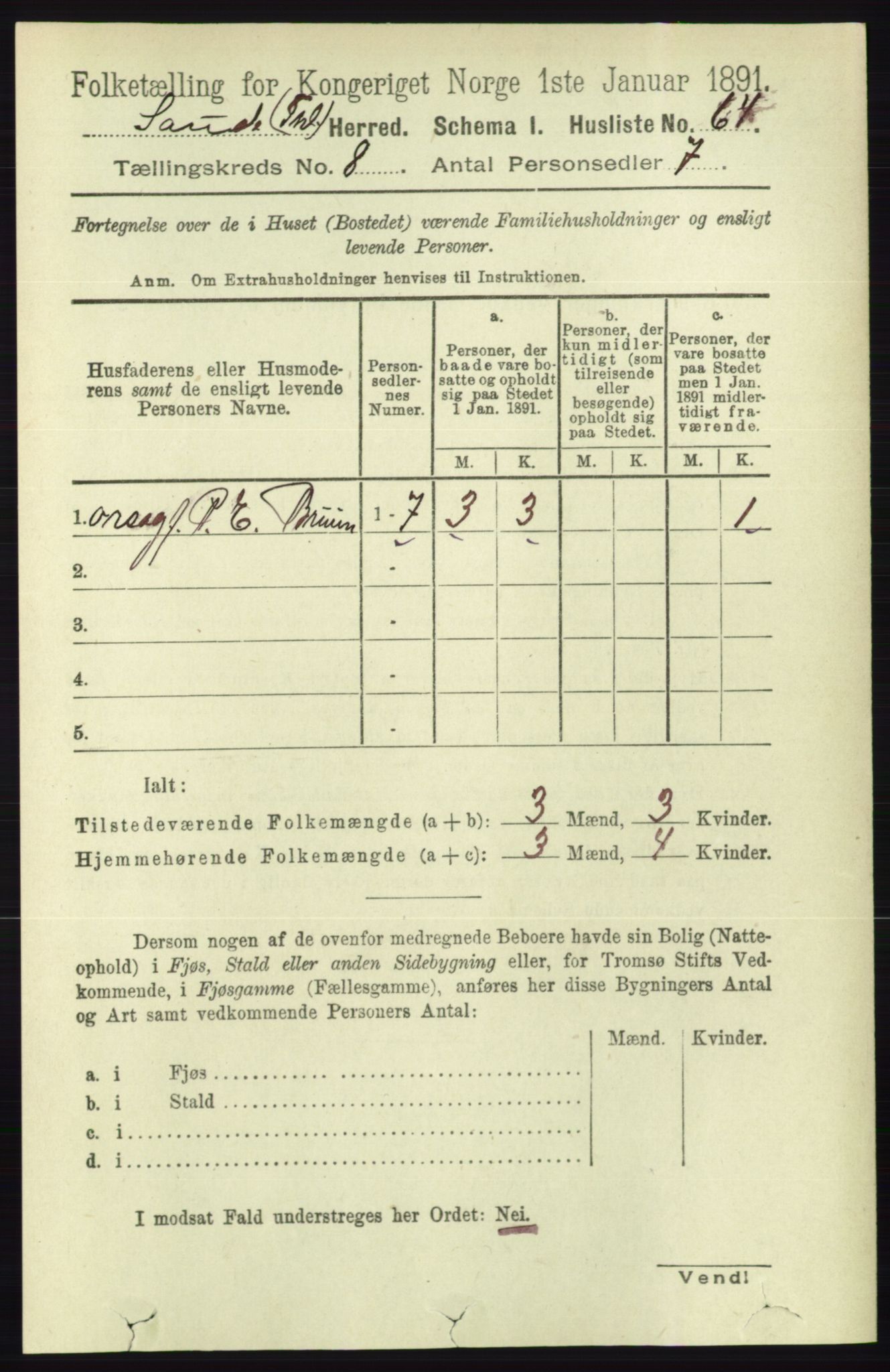 RA, 1891 census for 0822 Sauherad, 1891, p. 2323