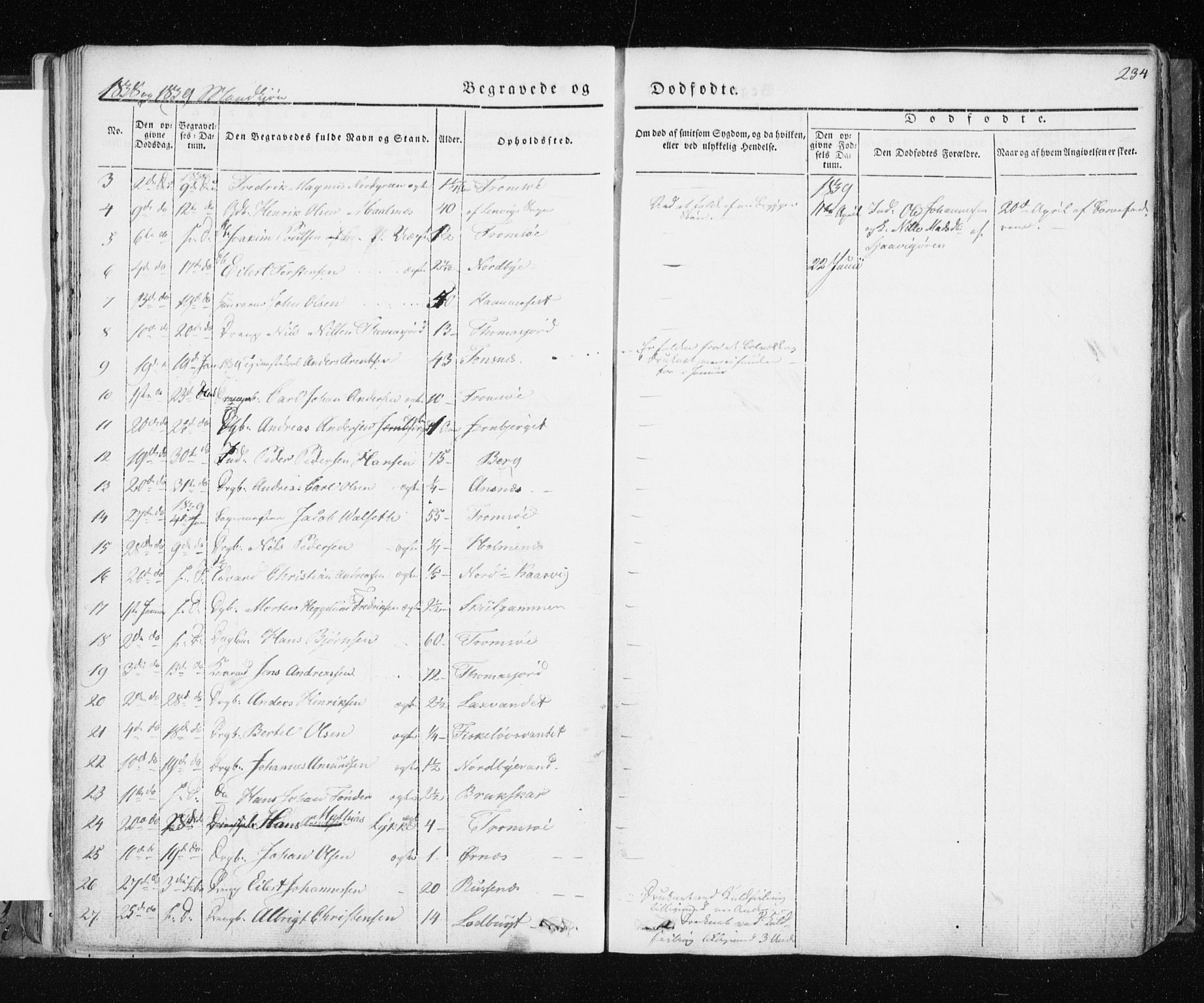 Tromsø sokneprestkontor/stiftsprosti/domprosti, AV/SATØ-S-1343/G/Ga/L0009kirke: Parish register (official) no. 9, 1837-1847, p. 234