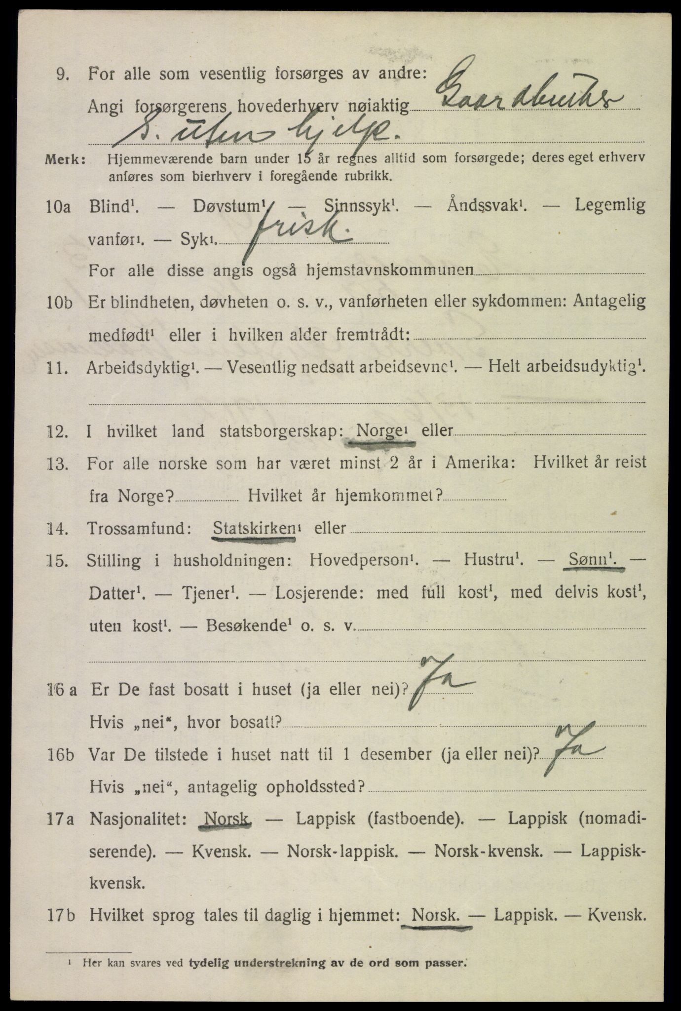 SAT, 1920 census for Evenes, 1920, p. 3589