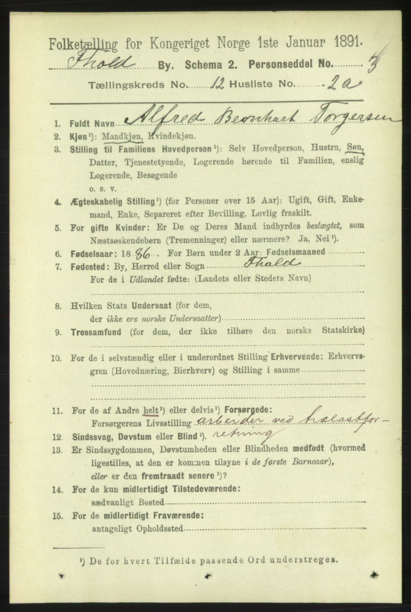 RA, 1891 census for 0101 Fredrikshald, 1891, p. 8218