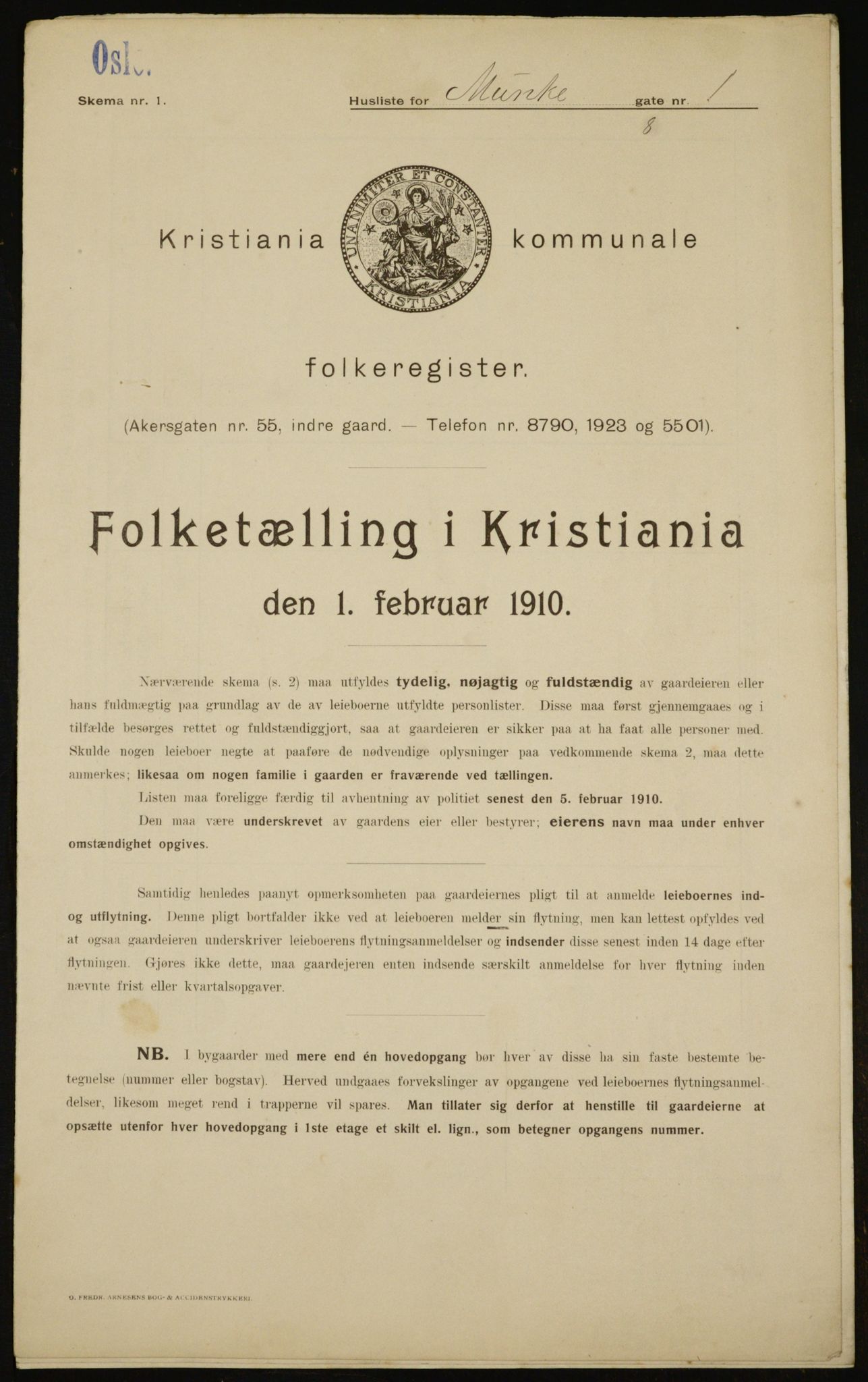 OBA, Municipal Census 1910 for Kristiania, 1910, p. 65597