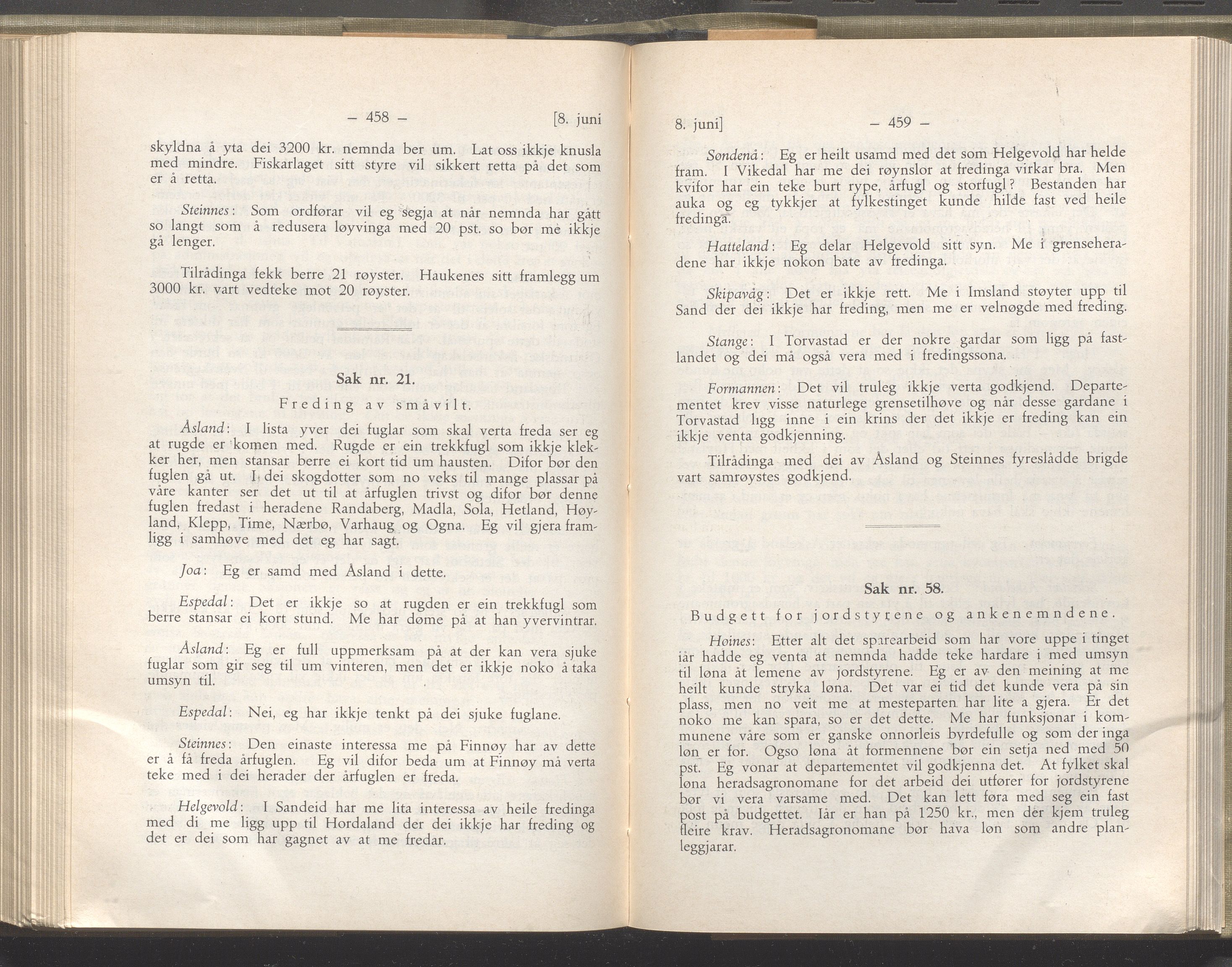 Rogaland fylkeskommune - Fylkesrådmannen , IKAR/A-900/A/Aa/Aaa/L0051: Møtebok , 1932, p. 458-459