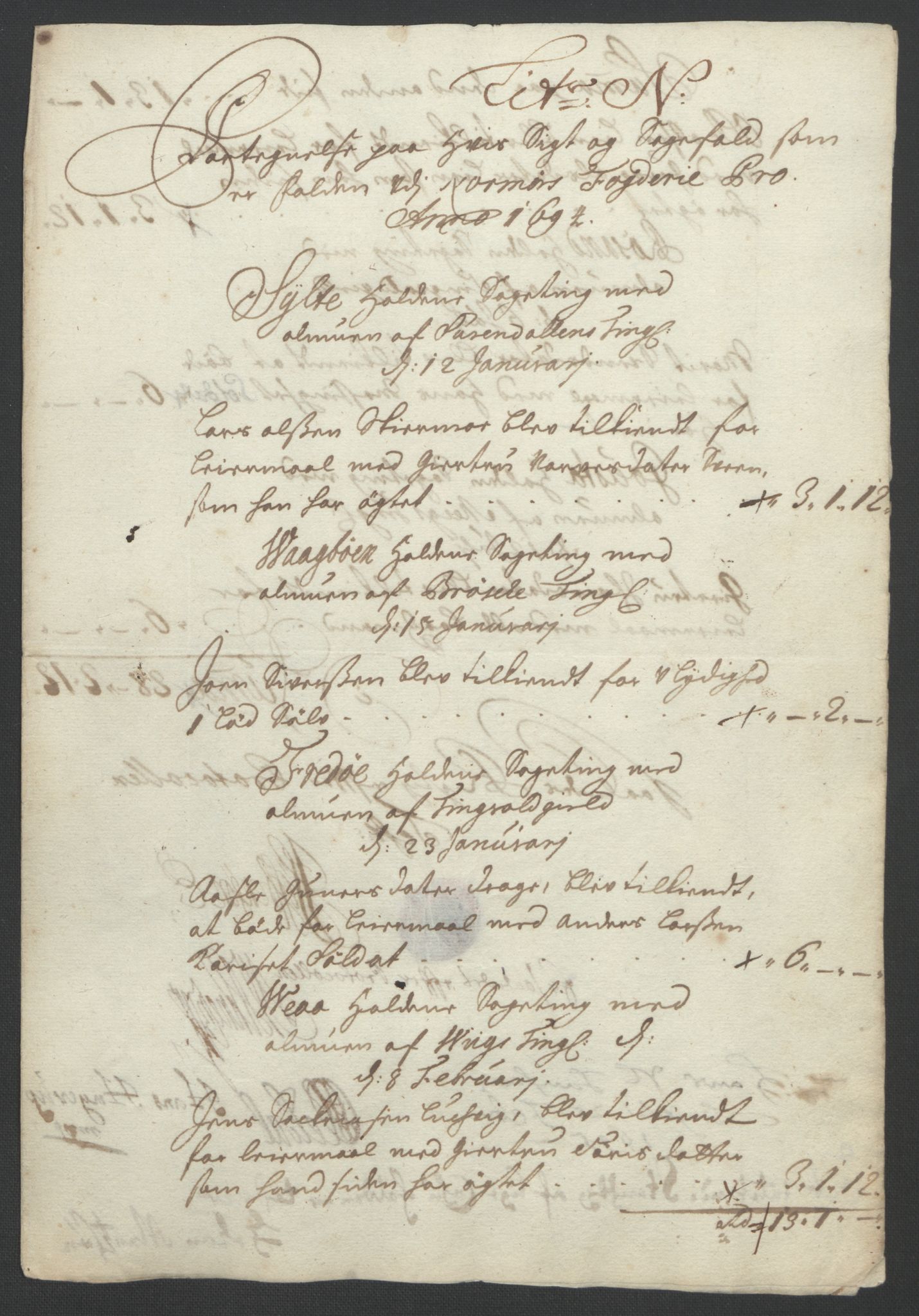 Rentekammeret inntil 1814, Reviderte regnskaper, Fogderegnskap, AV/RA-EA-4092/R56/L3736: Fogderegnskap Nordmøre, 1694-1696, p. 108