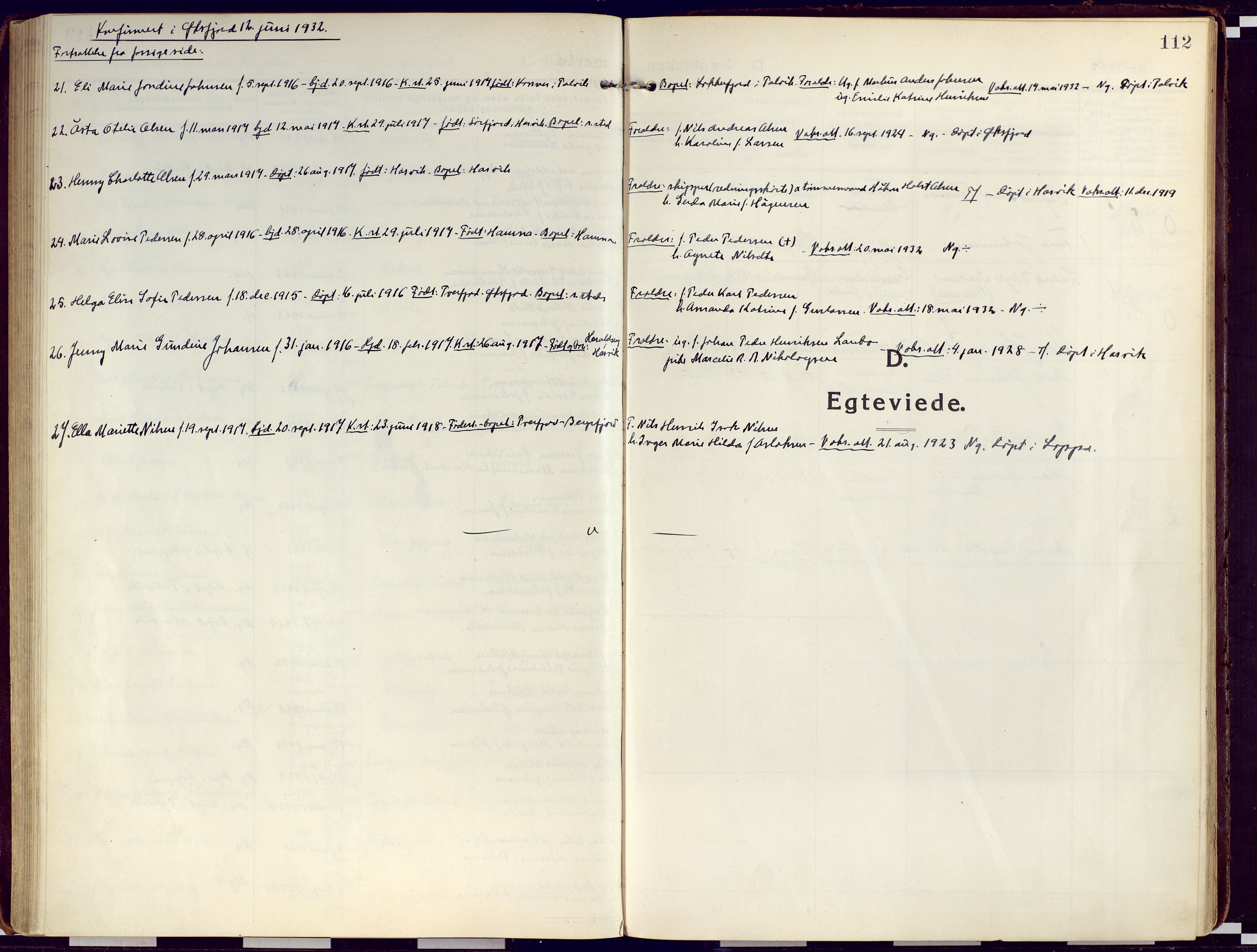 Loppa sokneprestkontor, SATØ/S-1339/H/Ha/L0012kirke: Parish register (official) no. 12, 1917-1932, p. 112