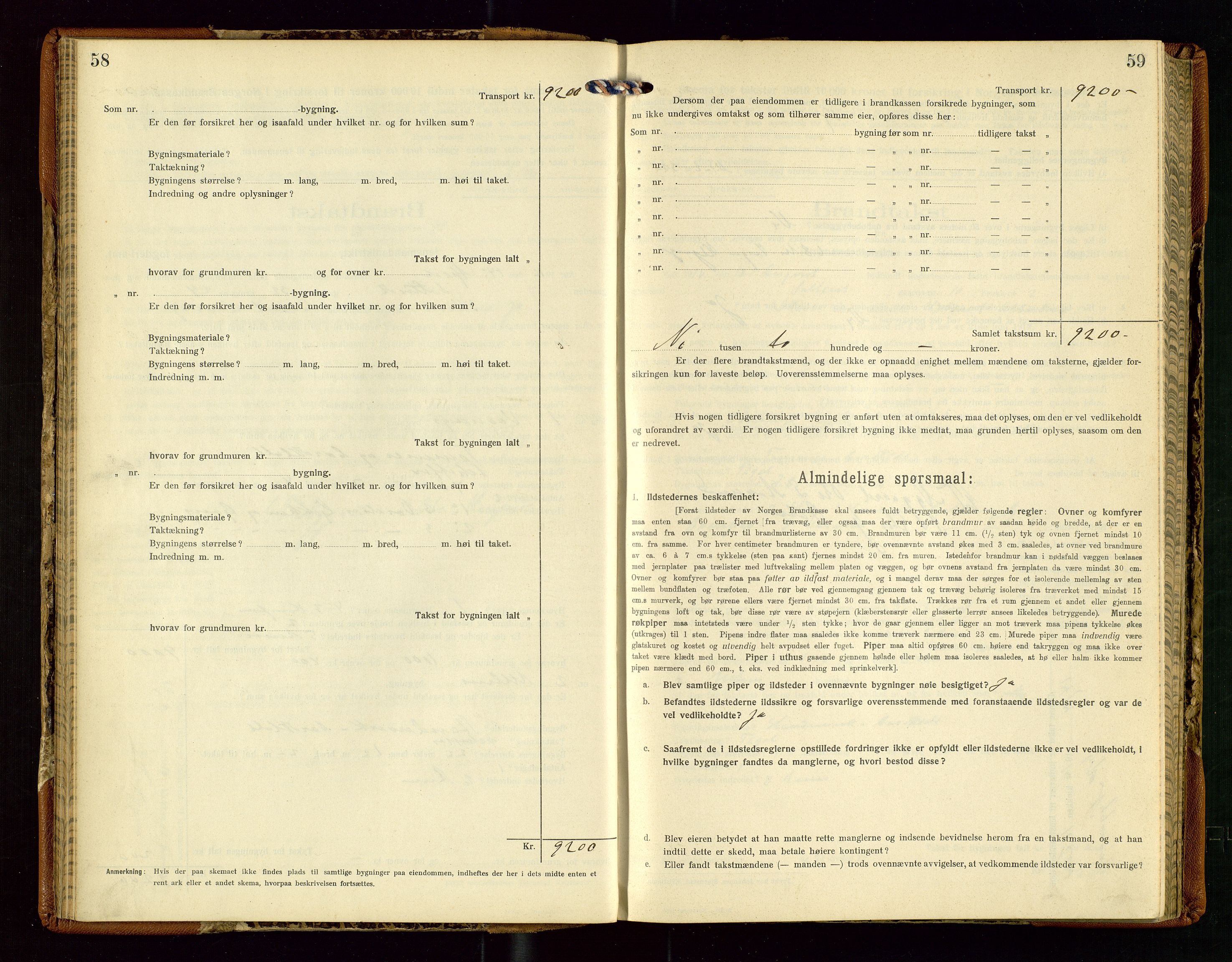 Torvestad lensmannskontor, AV/SAST-A-100307/1/Gob/L0005: "Brandtaxationsprotokol for Torvestad Lensmannsdistrikt", 1915-1928, p. 58-59