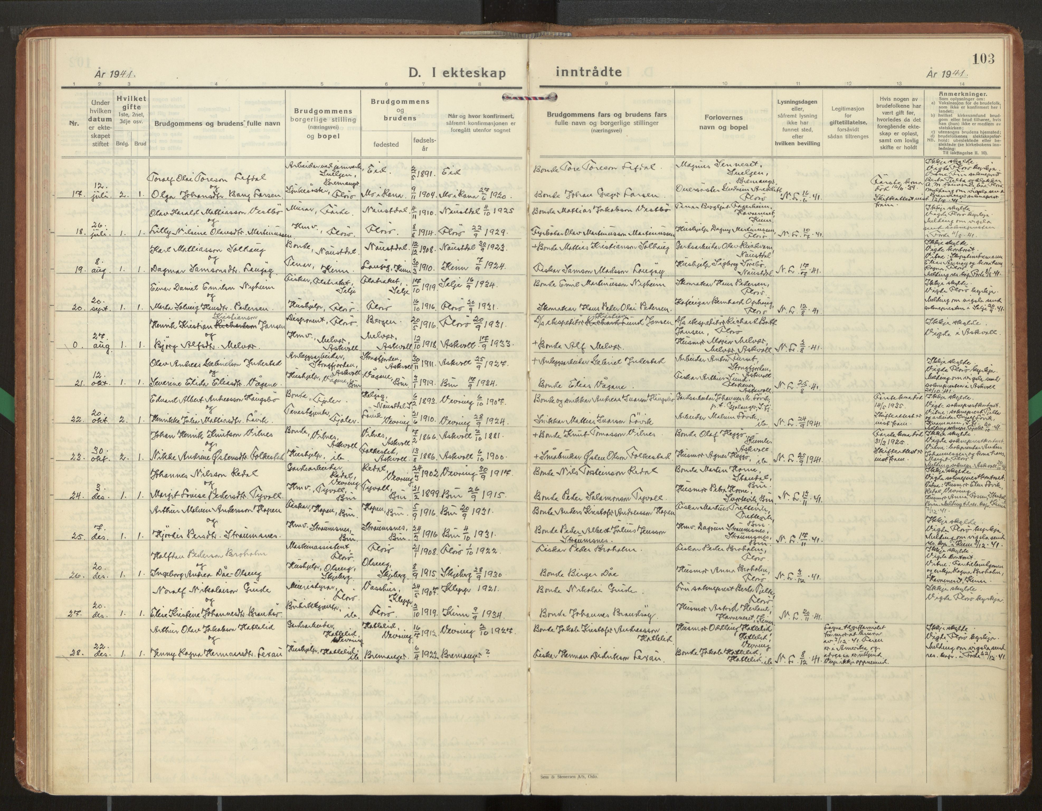 Kinn sokneprestembete, AV/SAB-A-80801/H/Haa/Haac/L0004: Parish register (official) no. C 4, 1935-1947, p. 103