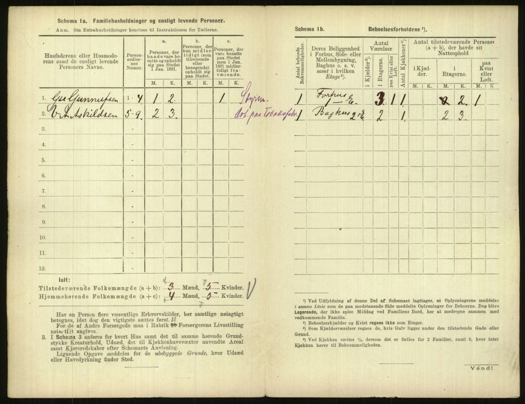 RA, 1891 census for 1001 Kristiansand, 1891, p. 1087