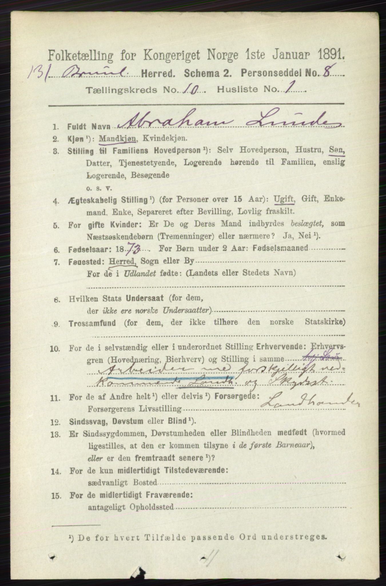 RA, 1891 census for 0726 Brunlanes, 1891, p. 4800