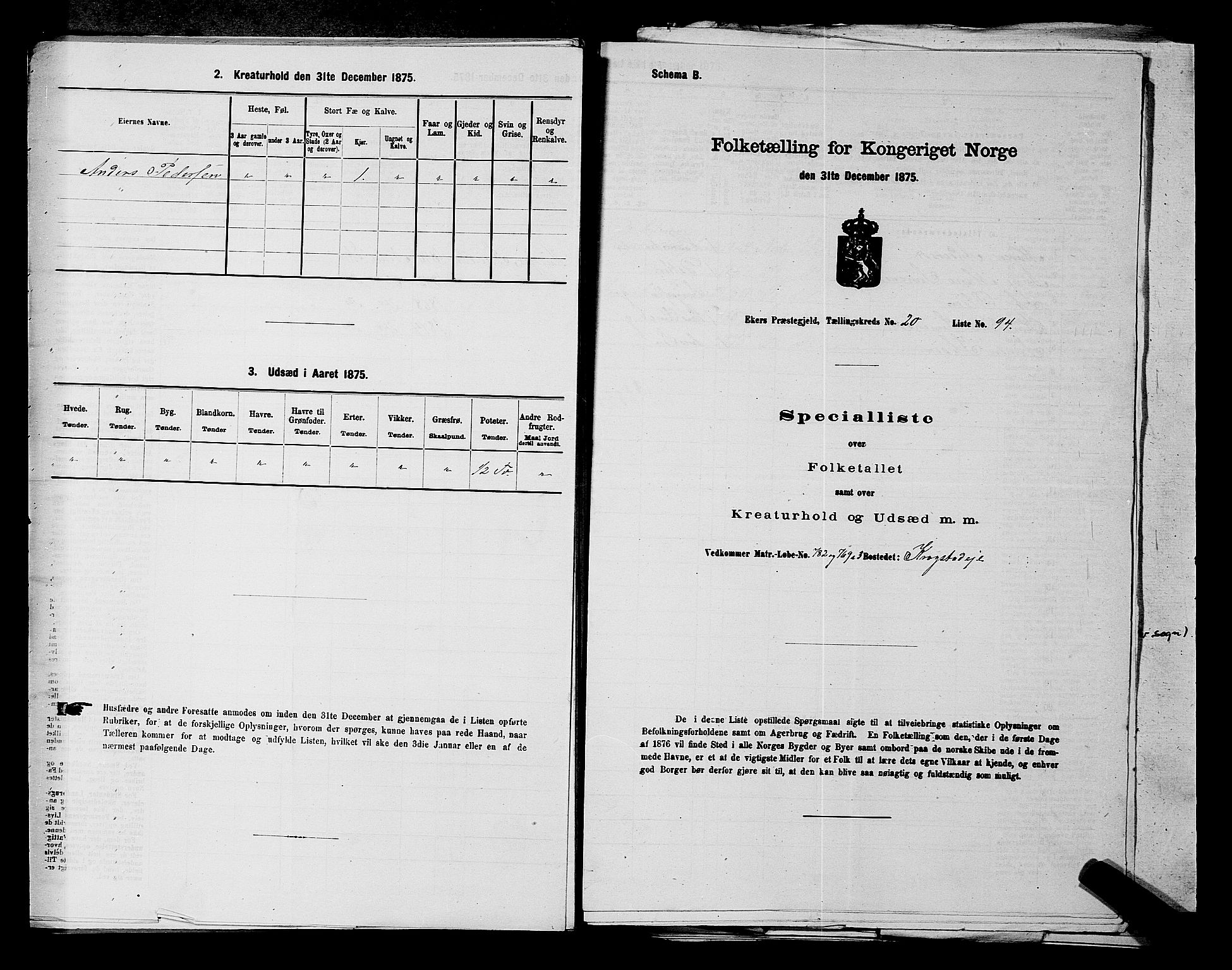 SAKO, 1875 census for 0624P Eiker, 1875, p. 3775