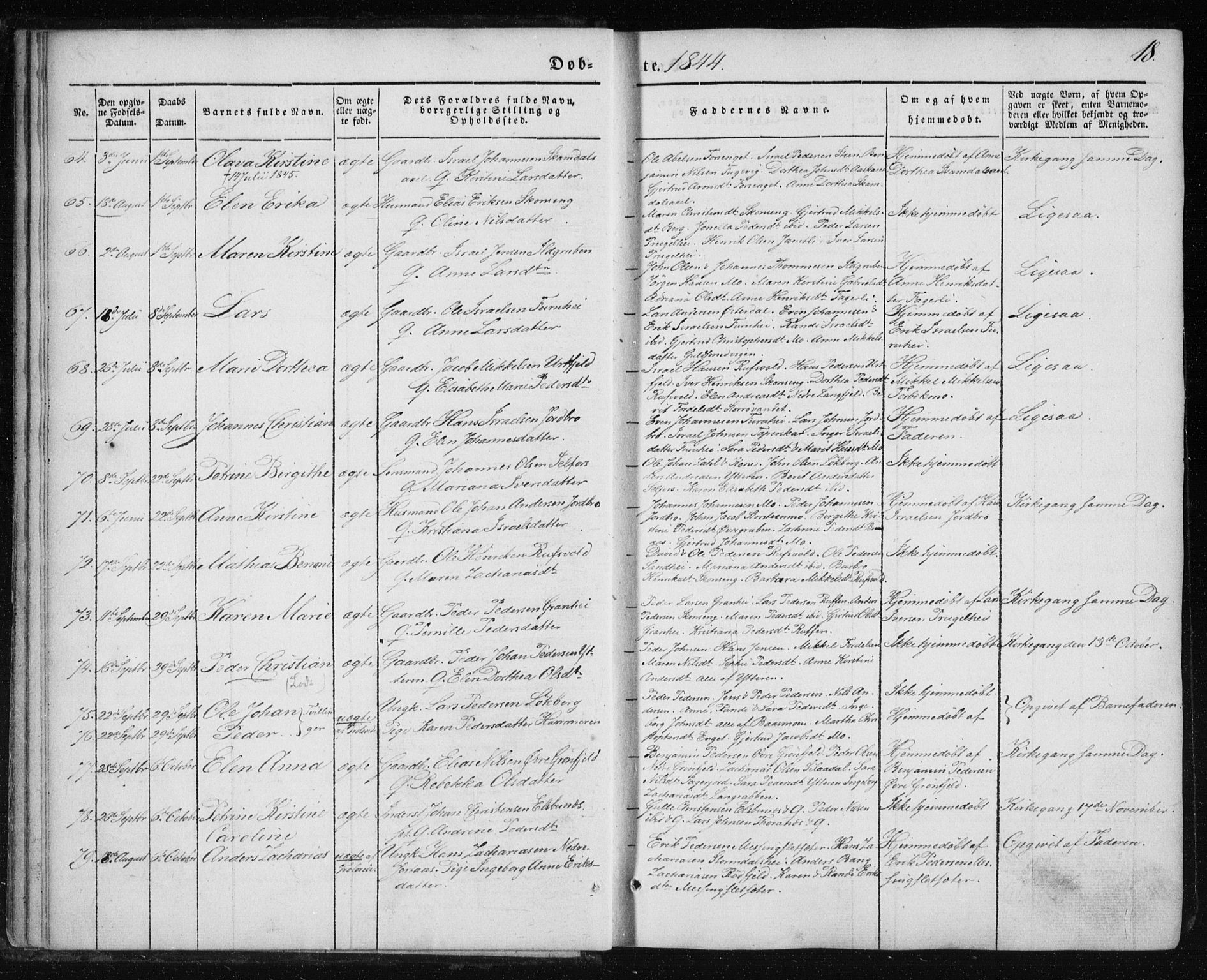 Ministerialprotokoller, klokkerbøker og fødselsregistre - Nordland, AV/SAT-A-1459/827/L0391: Parish register (official) no. 827A03, 1842-1852, p. 18