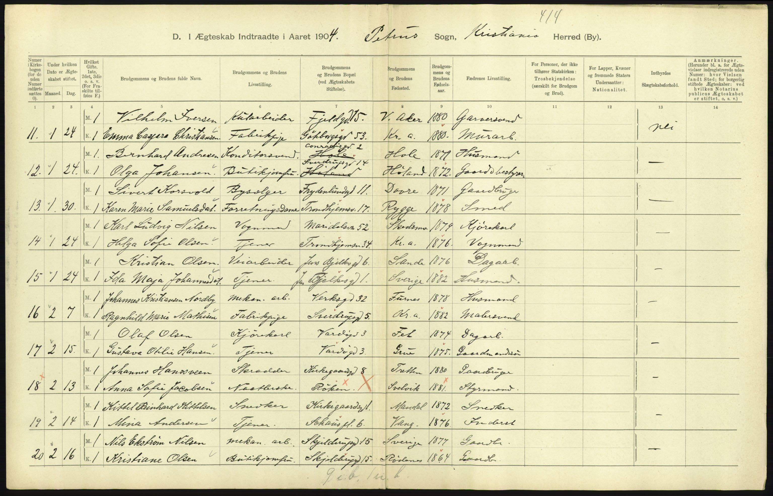 Statistisk sentralbyrå, Sosiodemografiske emner, Befolkning, AV/RA-S-2228/D/Df/Dfa/Dfab/L0004: Kristiania: Gifte, døde, 1904, p. 139