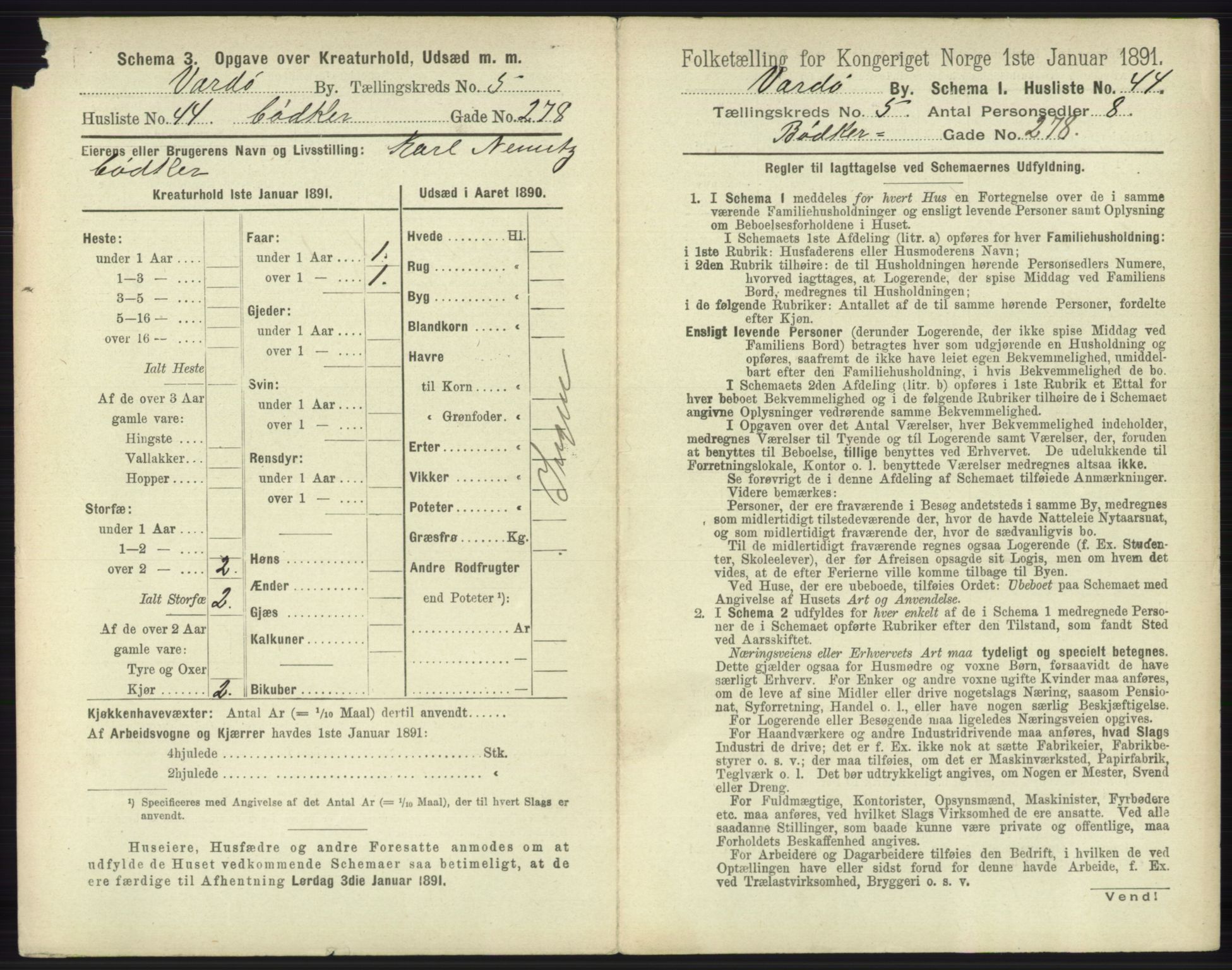 RA, 1891 census for 2002 Vardø, 1891, p. 2314