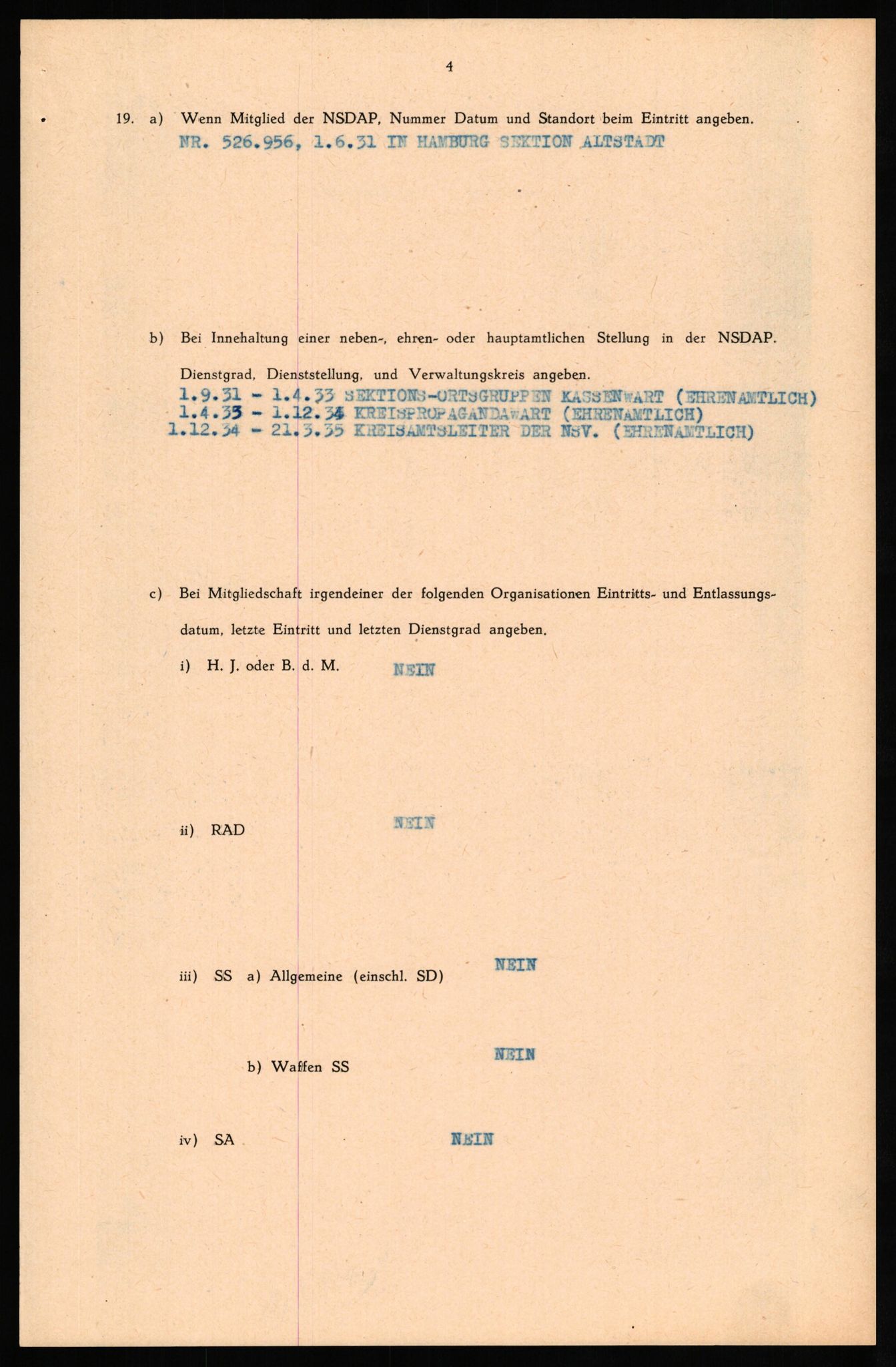 Forsvaret, Forsvarets overkommando II, RA/RAFA-3915/D/Db/L0029: CI Questionaires. Tyske okkupasjonsstyrker i Norge. Tyskere., 1945-1946, p. 128