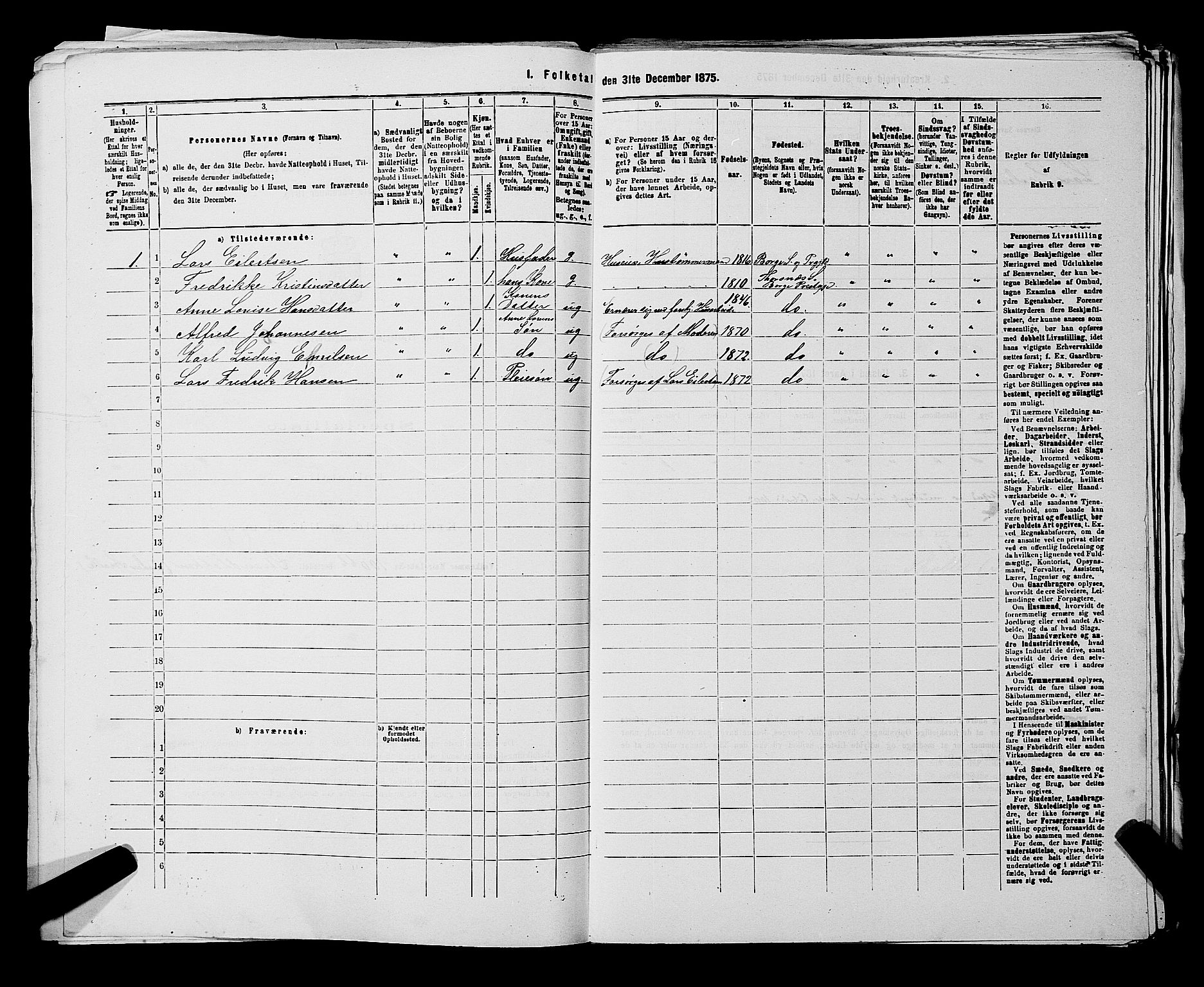 RA, 1875 census for 0113P Borge, 1875, p. 1111