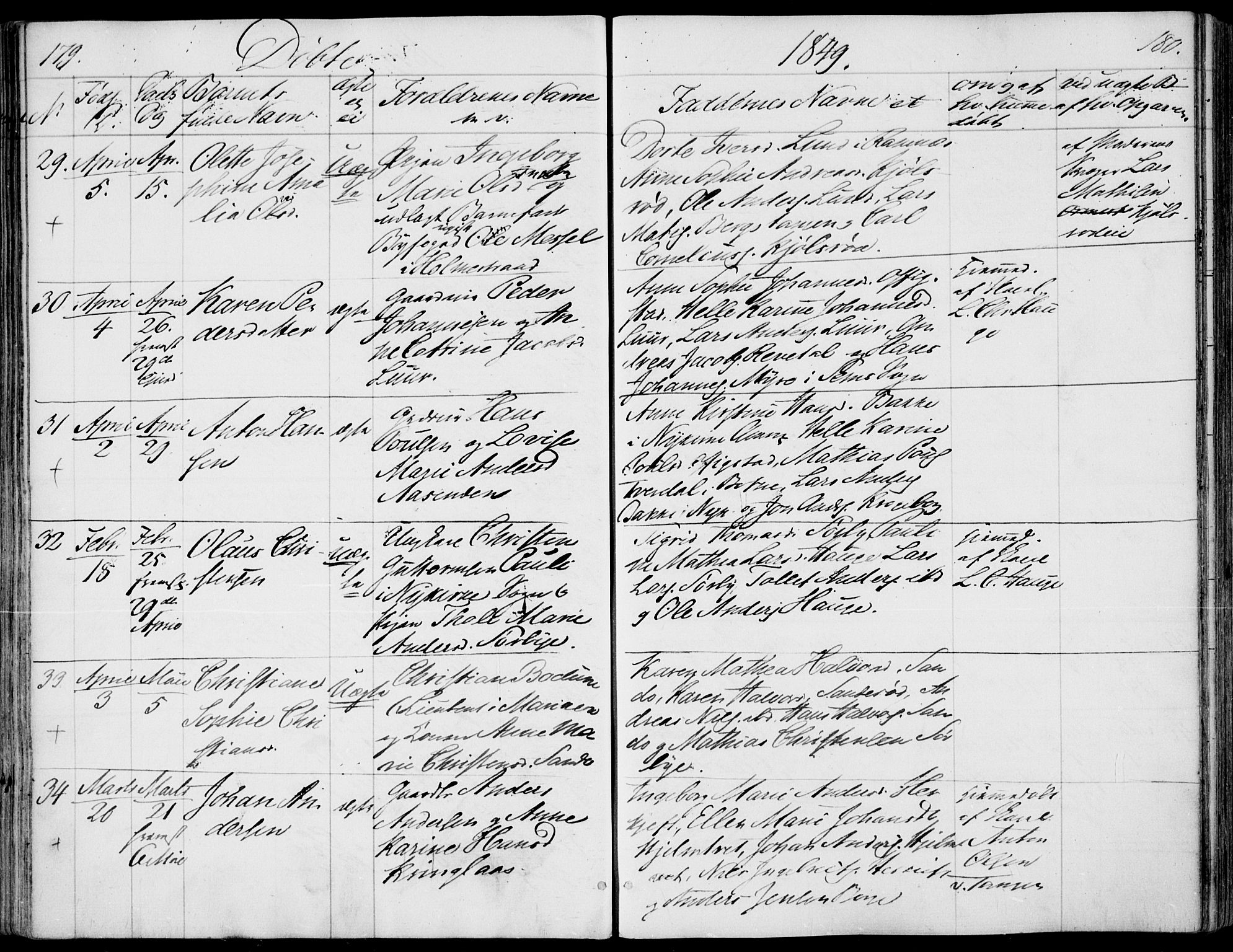 Våle kirkebøker, AV/SAKO-A-334/F/Fa/L0009a: Parish register (official) no. I 9A, 1839-1860, p. 179-180