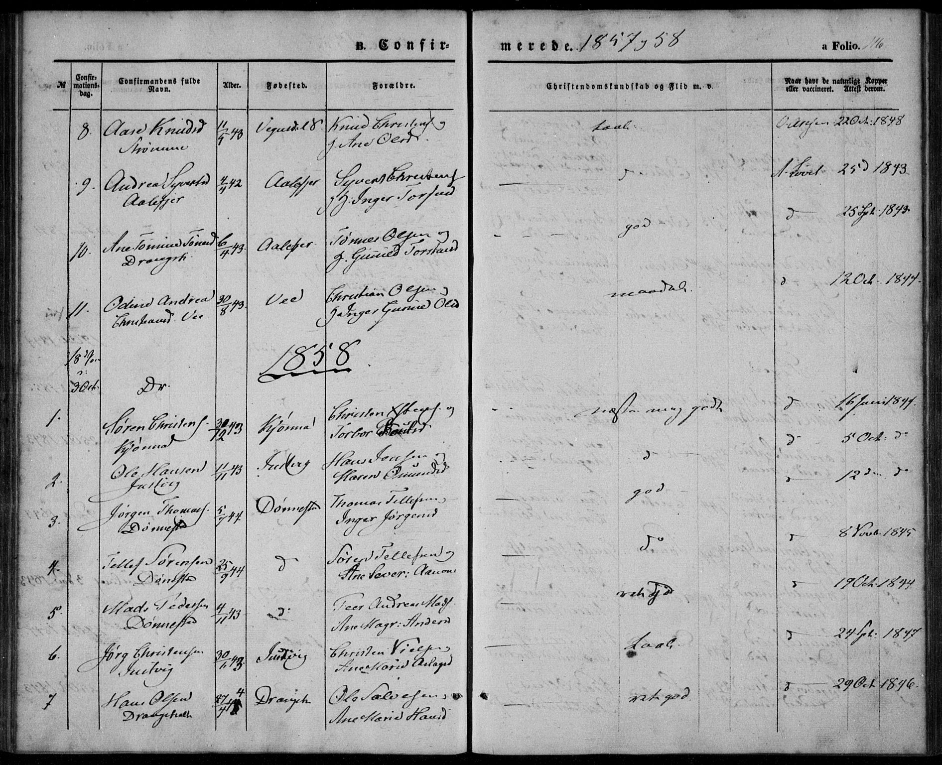 Tveit sokneprestkontor, AV/SAK-1111-0043/F/Fa/L0005: Parish register (official) no. A 5, 1853-1871, p. 116