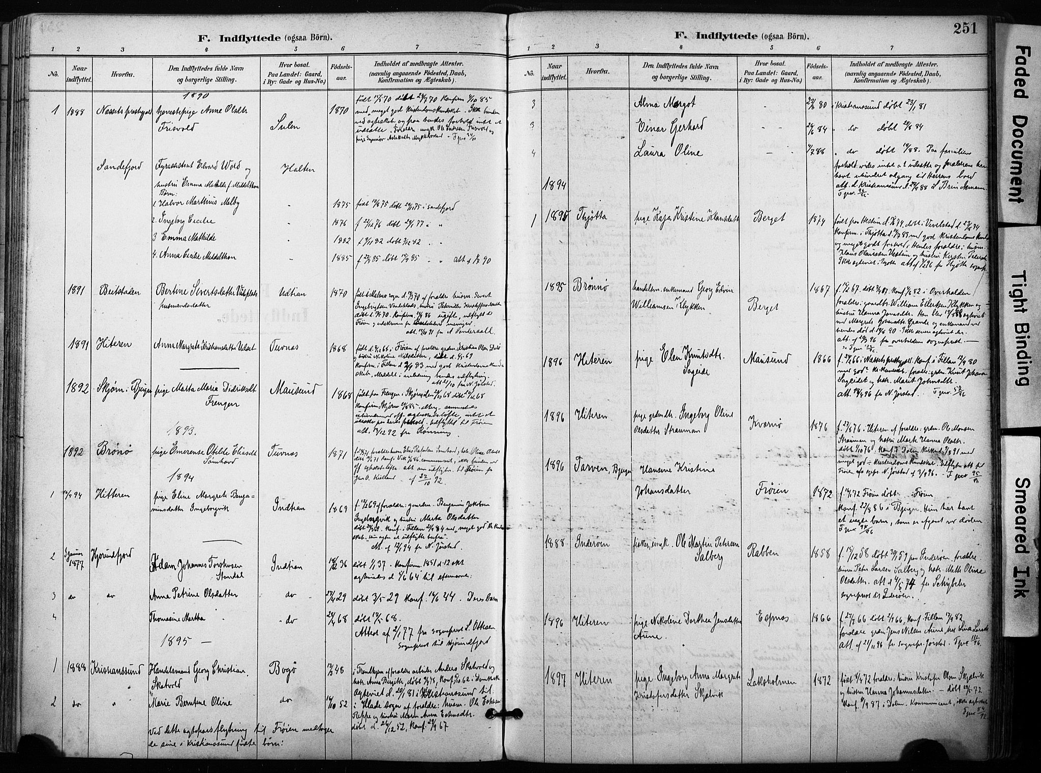 Ministerialprotokoller, klokkerbøker og fødselsregistre - Sør-Trøndelag, SAT/A-1456/640/L0579: Parish register (official) no. 640A04, 1889-1902, p. 251