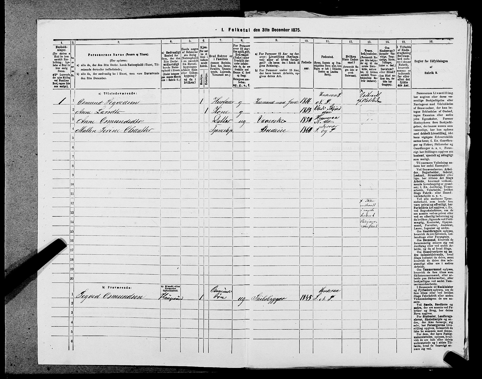 SAST, 1875 census for 1139P Nedstrand, 1875, p. 49