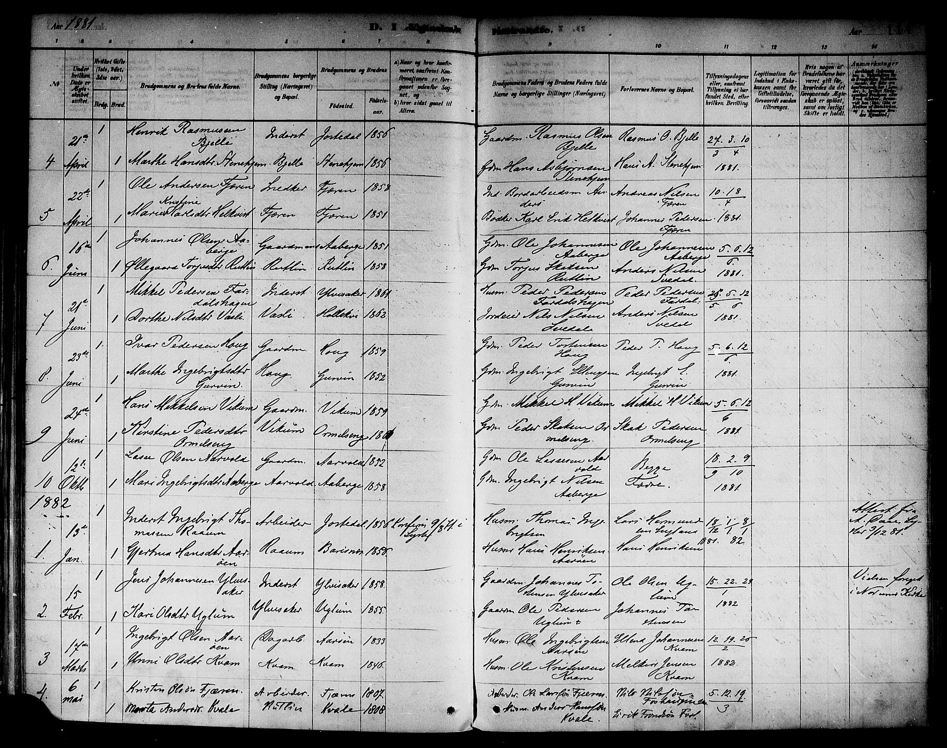 Sogndal sokneprestembete, SAB/A-81301/H/Haa/Haab/L0001: Parish register (official) no. B 1, 1878-1899, p. 114